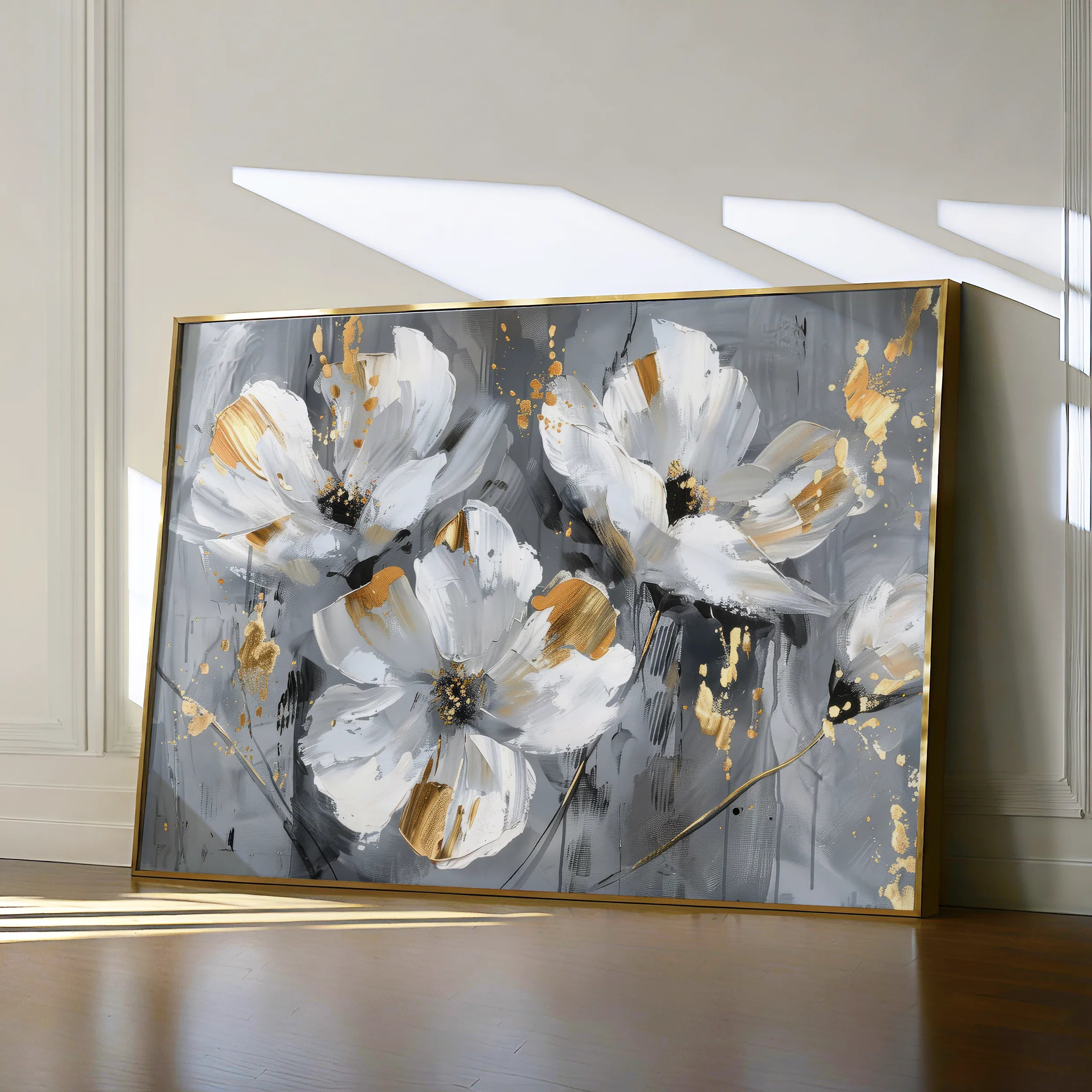 Floral 465 Canvas Art 18" x 24" / 45 x 60 cm / Black
