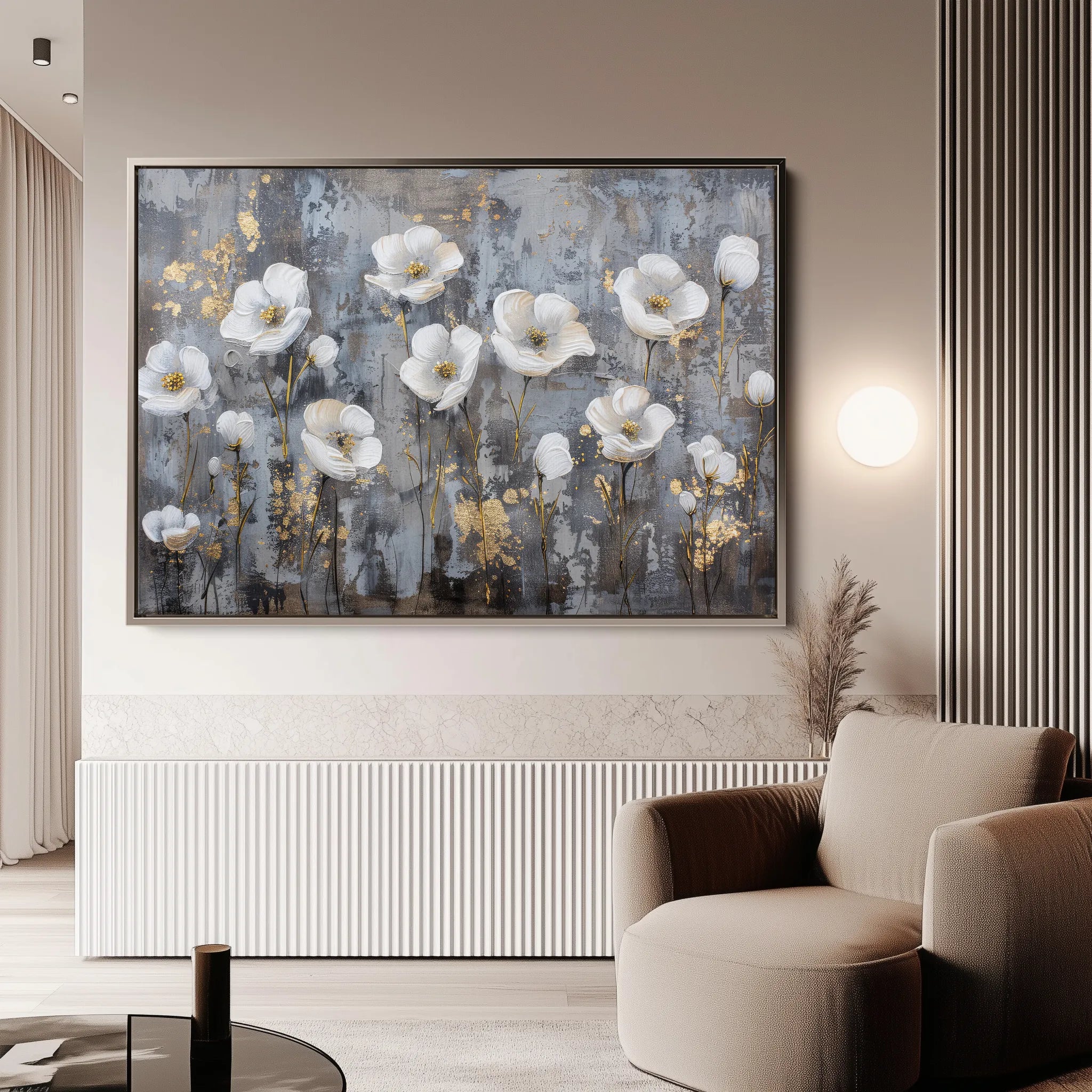 Floral 470 Canvas Art 18" x 24" / 45 x 60 cm / Black