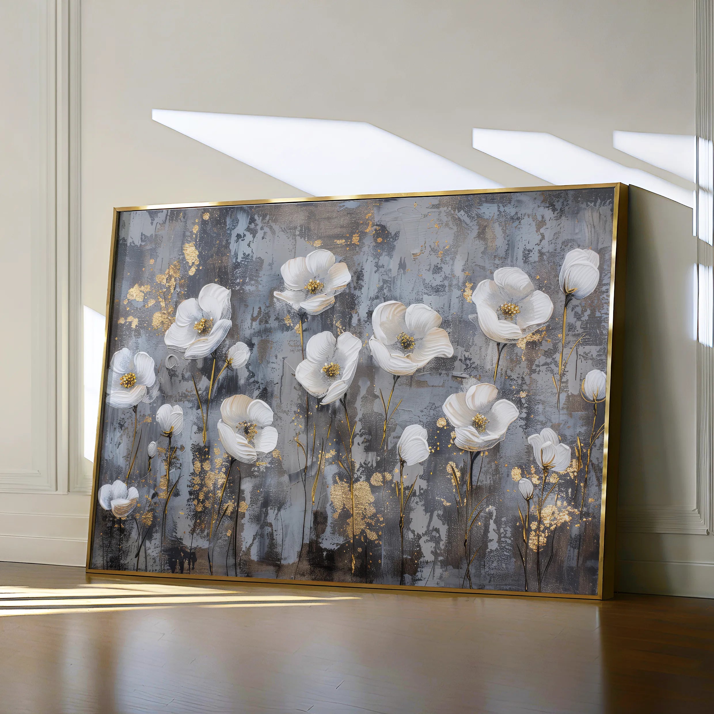 Floral 470 Canvas Art 18" x 24" / 45 x 60 cm / Black