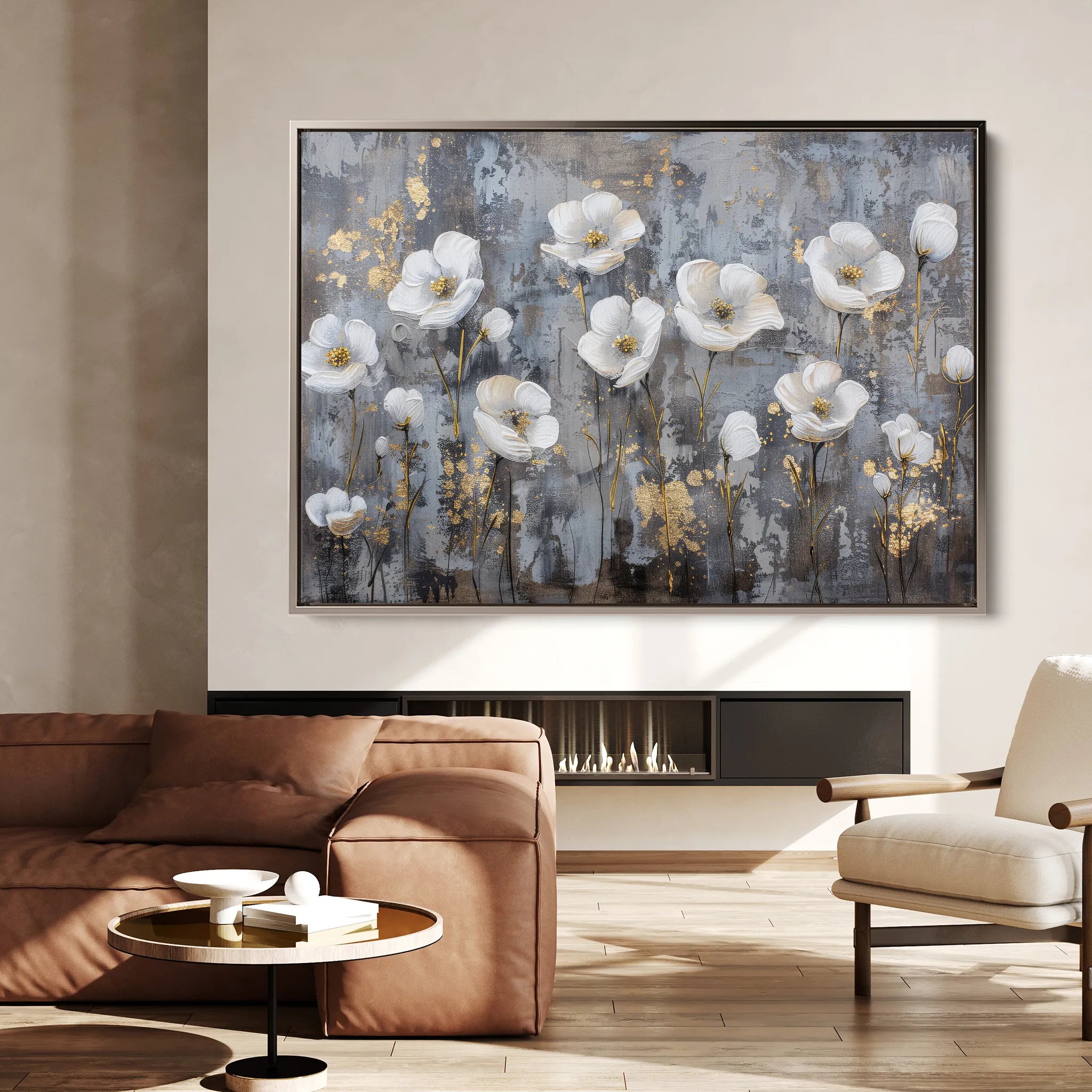 Floral 470 Canvas Art 18" x 24" / 45 x 60 cm / Black