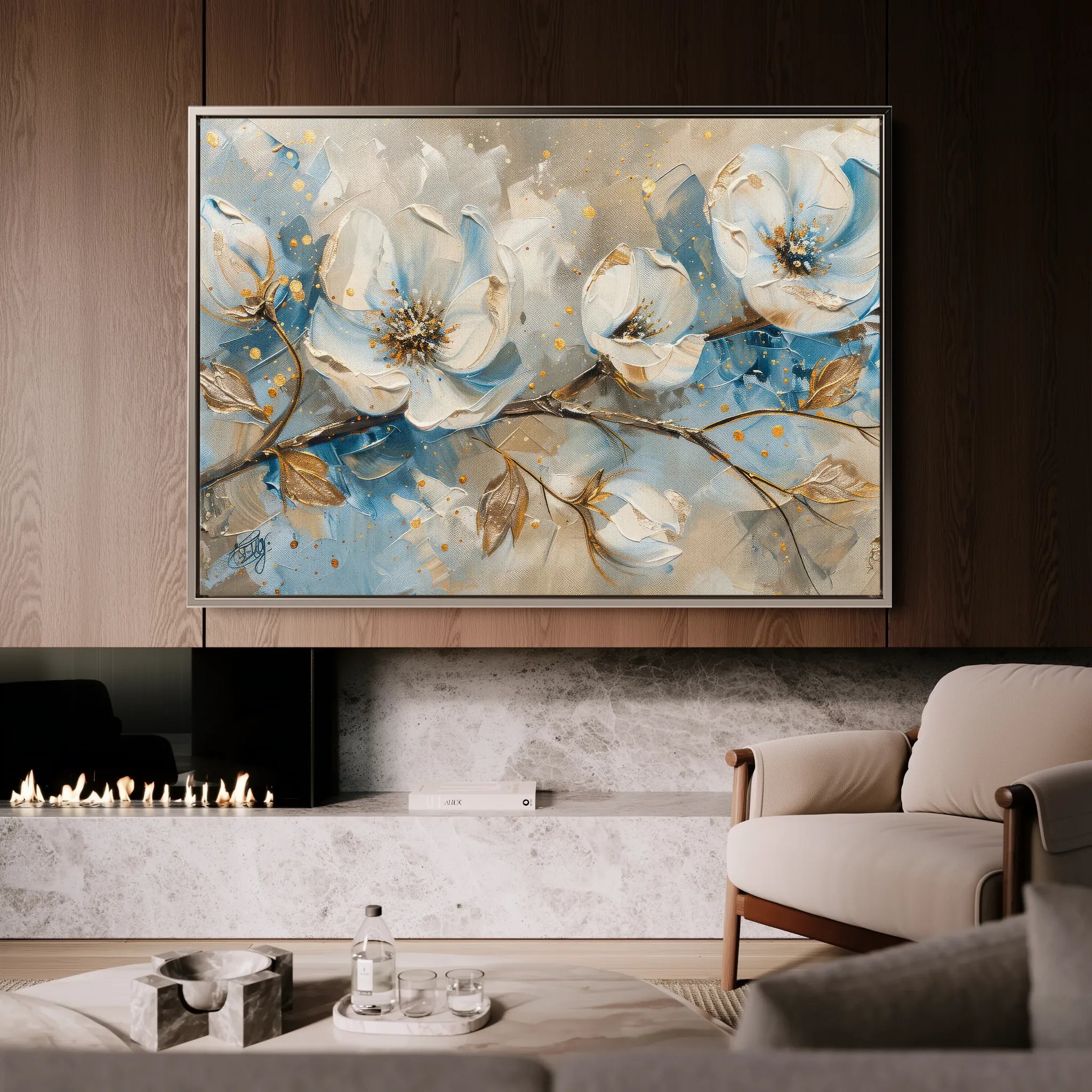 Floral 477 Canvas Art 18" x 24" / 45 x 60 cm / Black