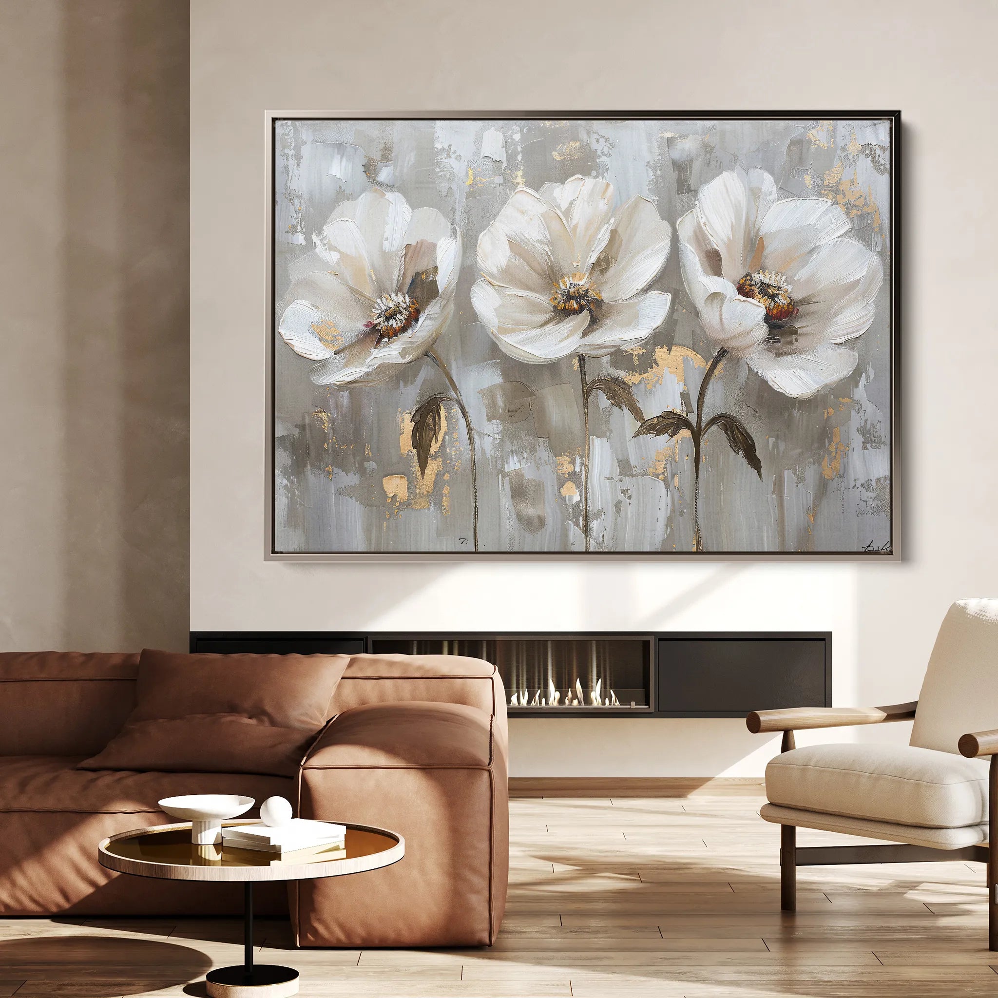 Floral 478 Canvas Art 18" x 24" / 45 x 60 cm / Black