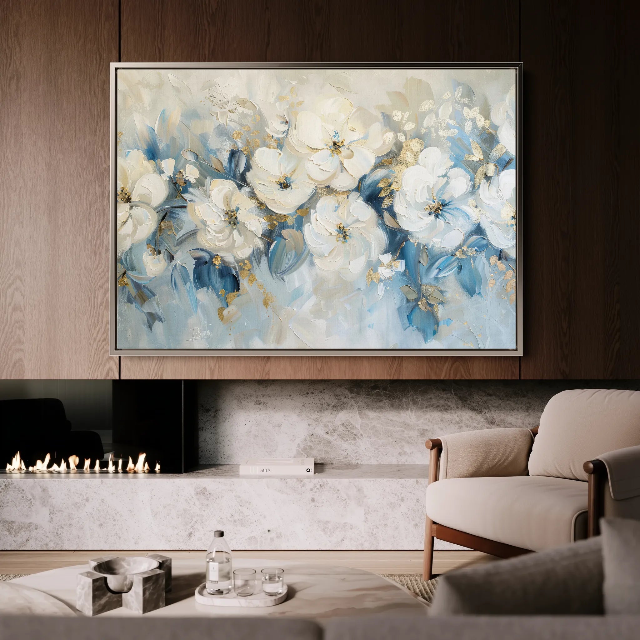 Floral 480 Canvas Art 18" x 24" / 45 x 60 cm / Black