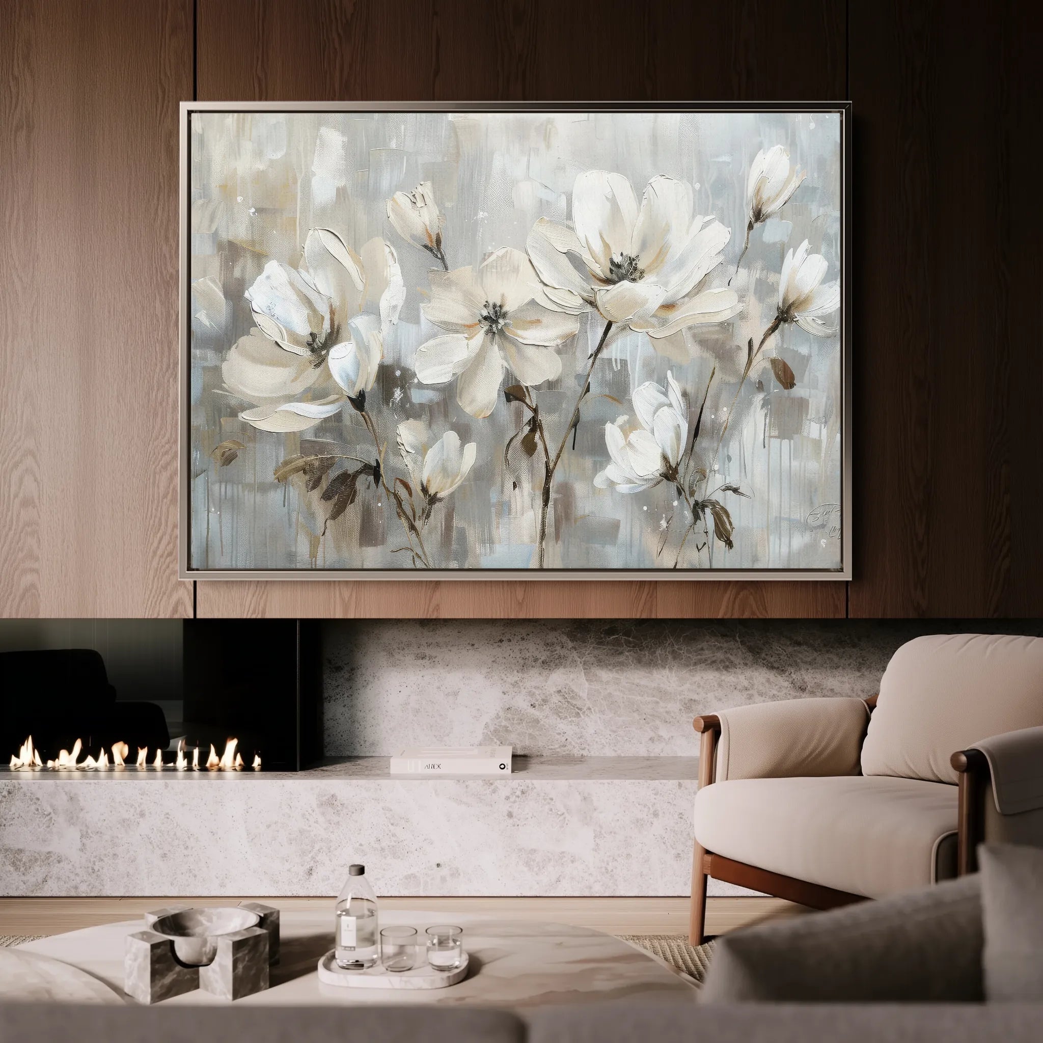Floral 483 Canvas Art 18" x 24" / 45 x 60 cm / Black