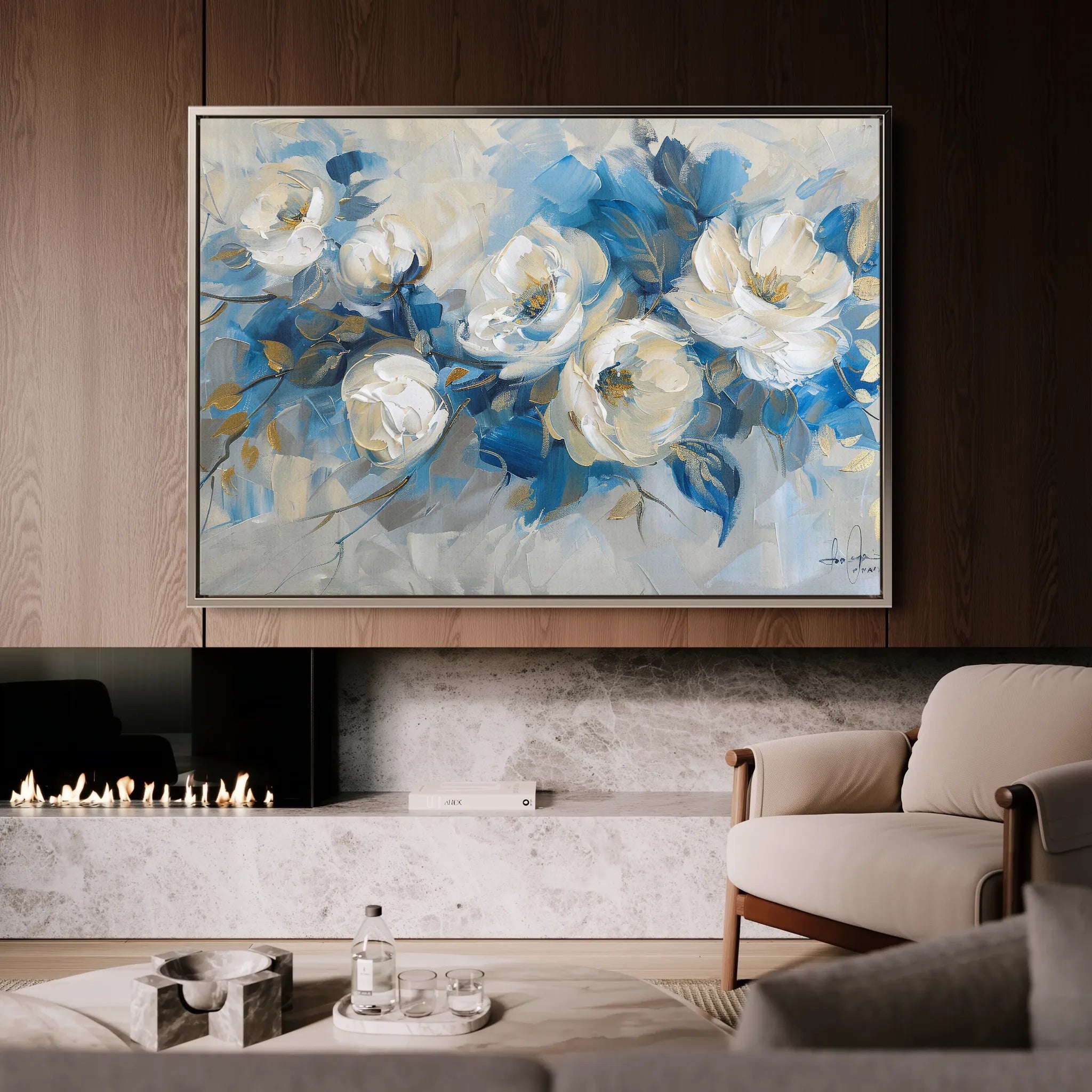 Floral 486 Canvas Art 18" x 24" / 45 x 60 cm / Black
