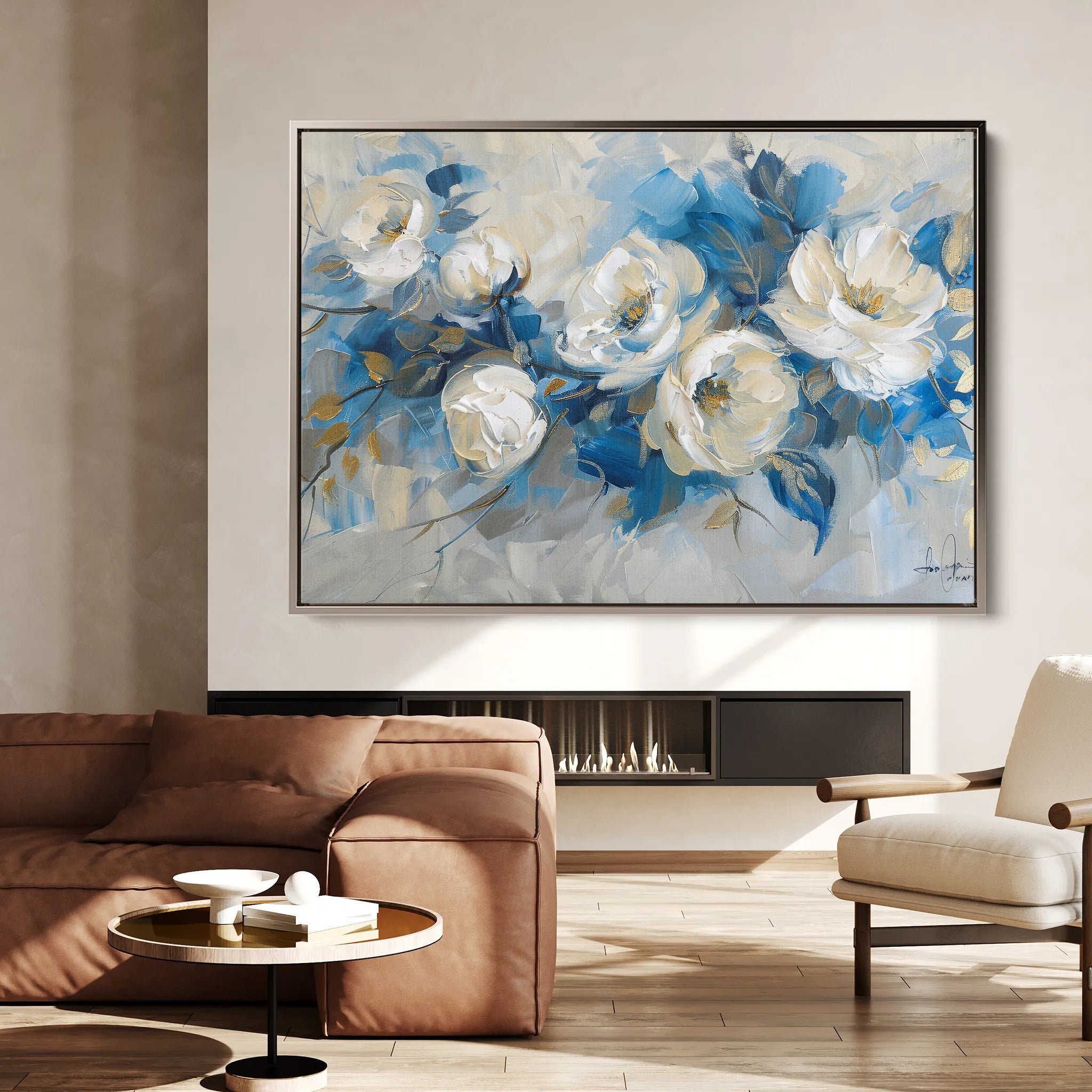 Floral 486 Canvas Art 18" x 24" / 45 x 60 cm / Black