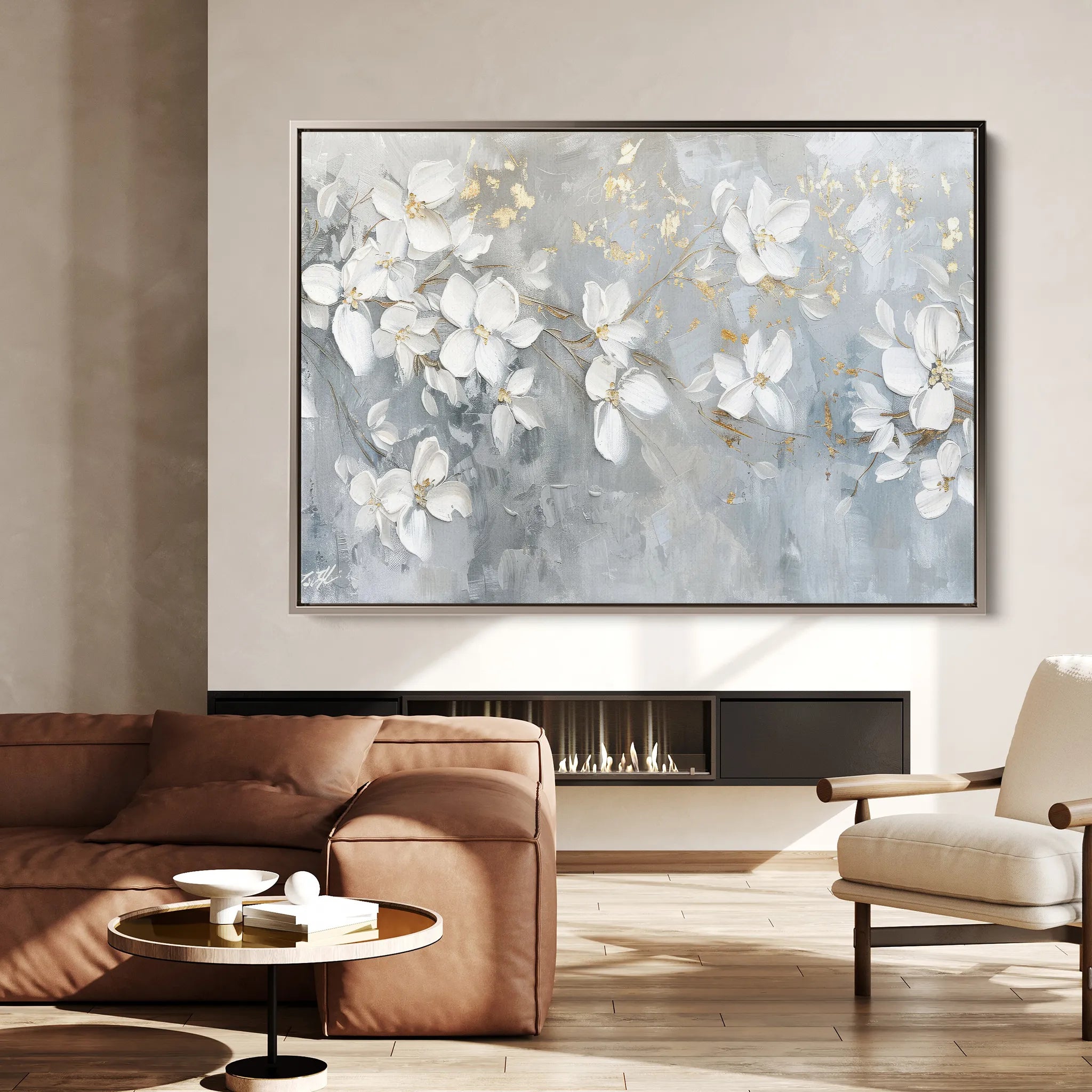 Floral 490 Canvas Art 18" x 24" / 45 x 60 cm / Black