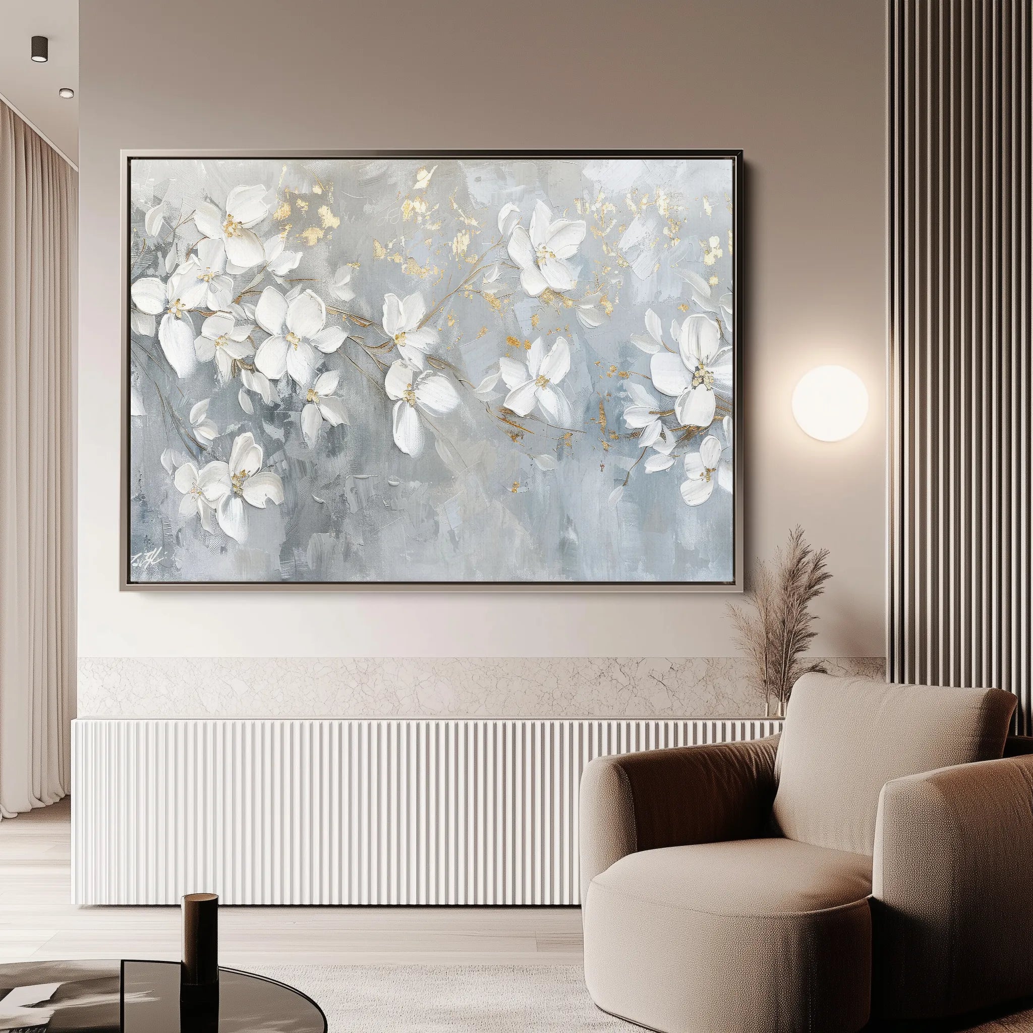 Floral 490 Canvas Art 18" x 24" / 45 x 60 cm / Black