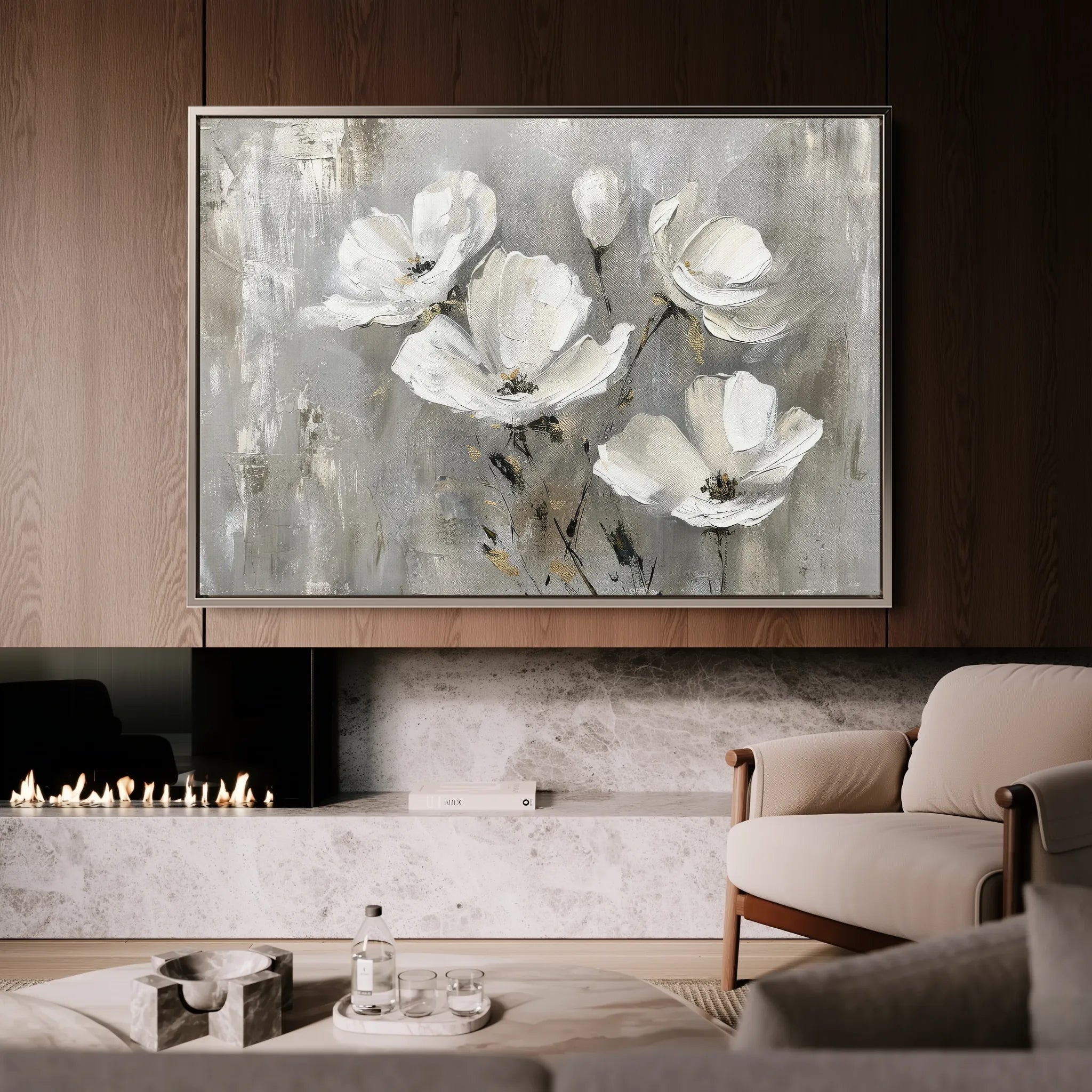 Floral 492 Canvas Art 18" x 24" / 45 x 60 cm / Black