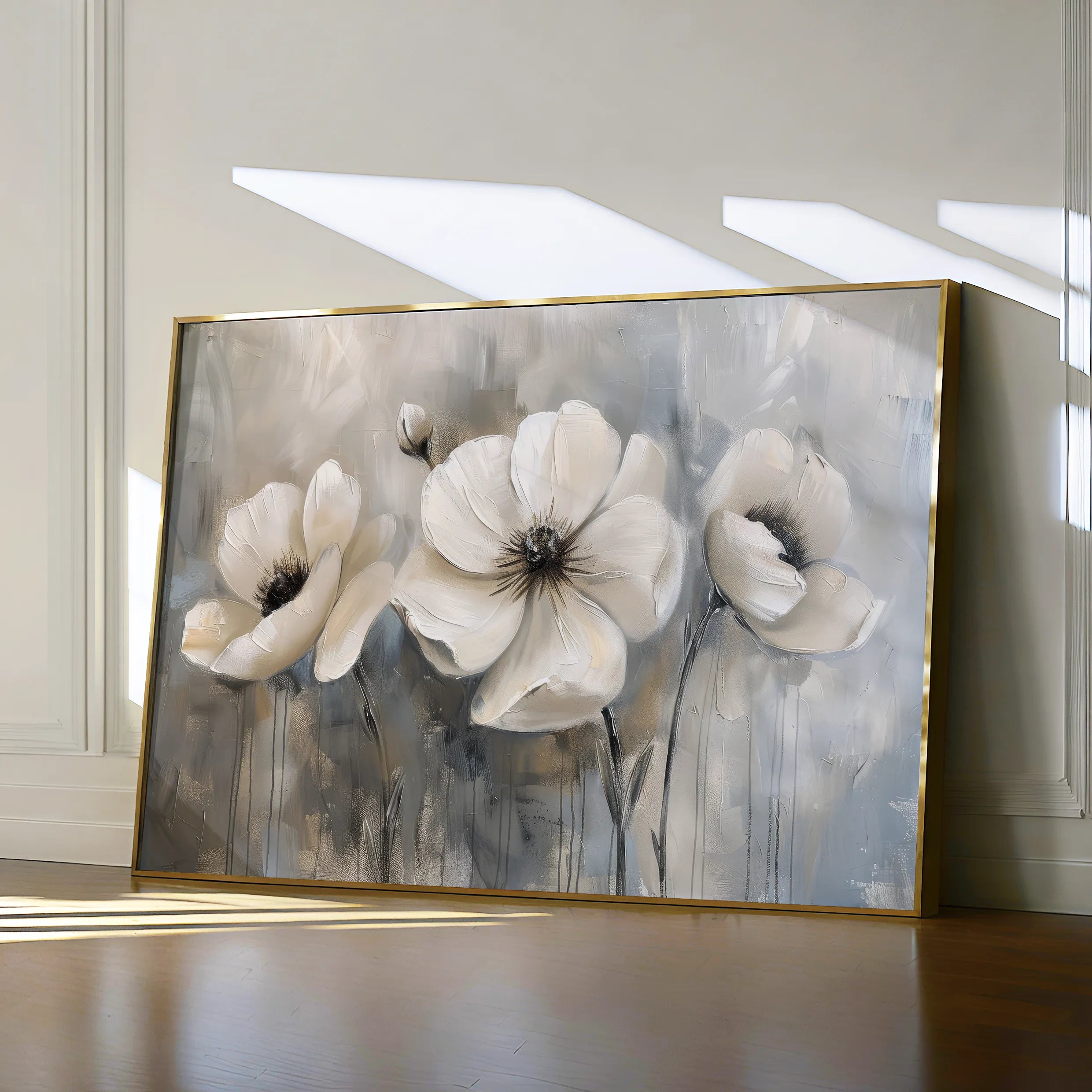 Floral 493 Canvas Art 18" x 24" / 45 x 60 cm / Black
