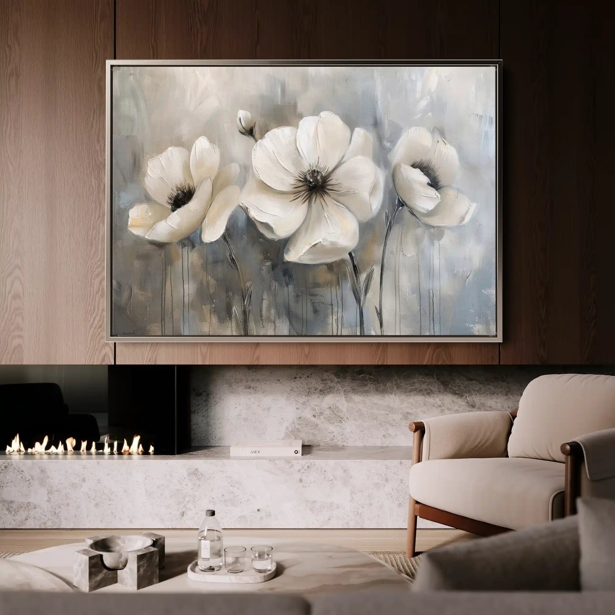Floral 493 Canvas Art 60 x 40 cm / Black
