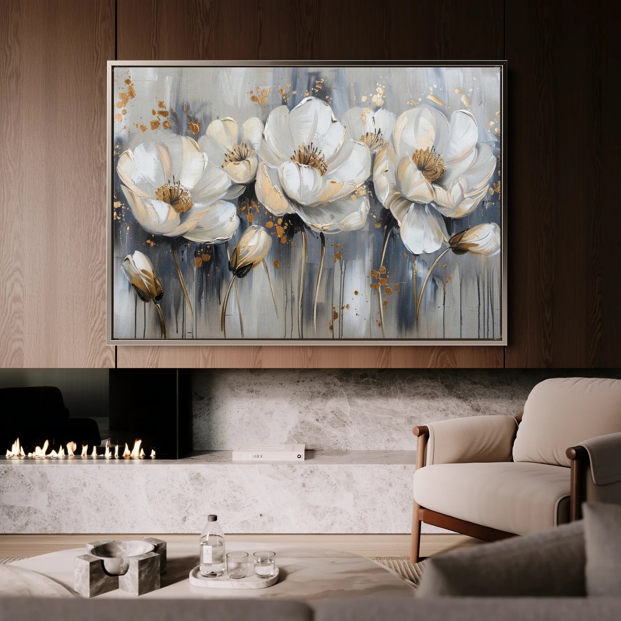 Floral 495 Canvas Art 18" x 24" / 45 x 60 cm / Black