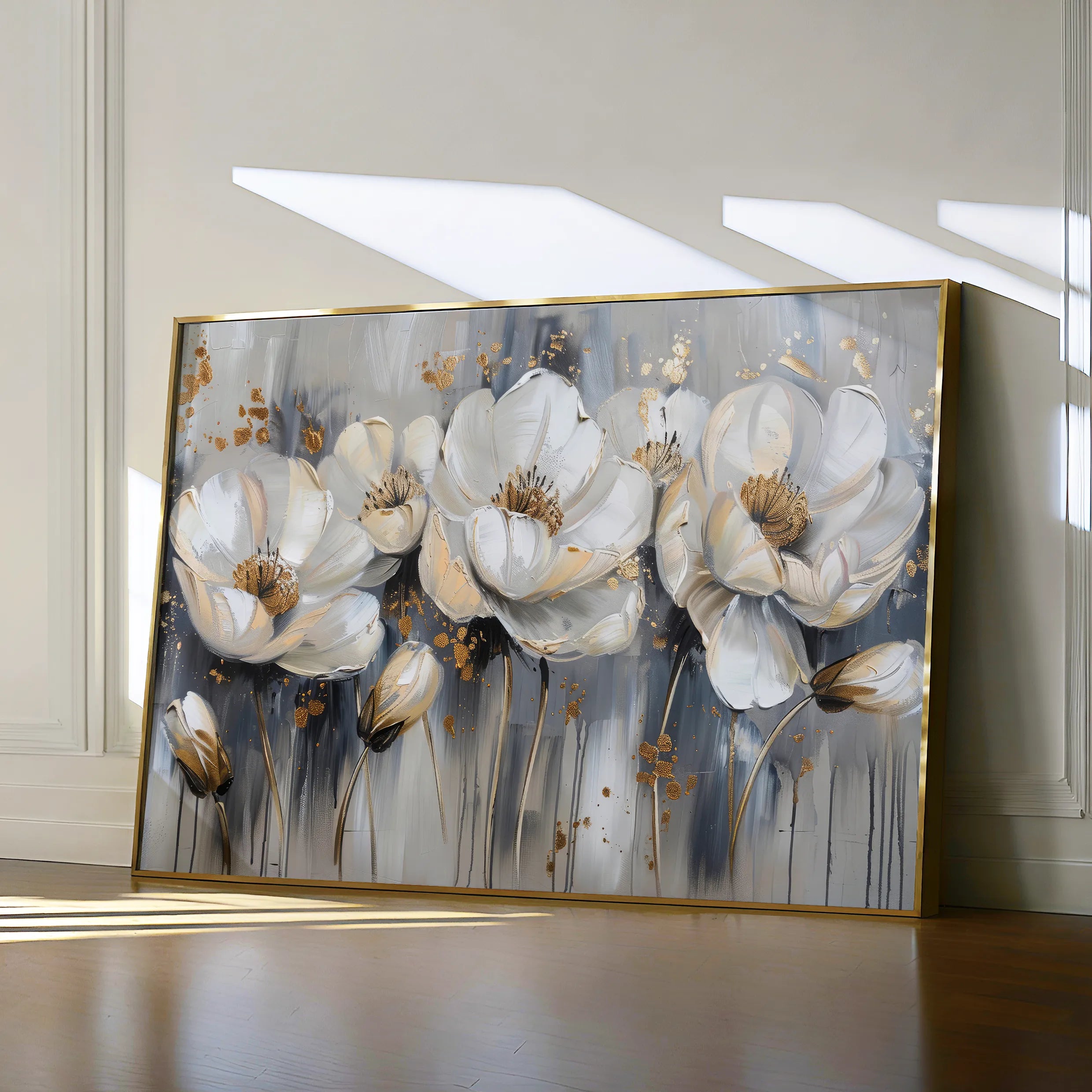 Floral 495 Canvas Art 18" x 24" / 45 x 60 cm / Black