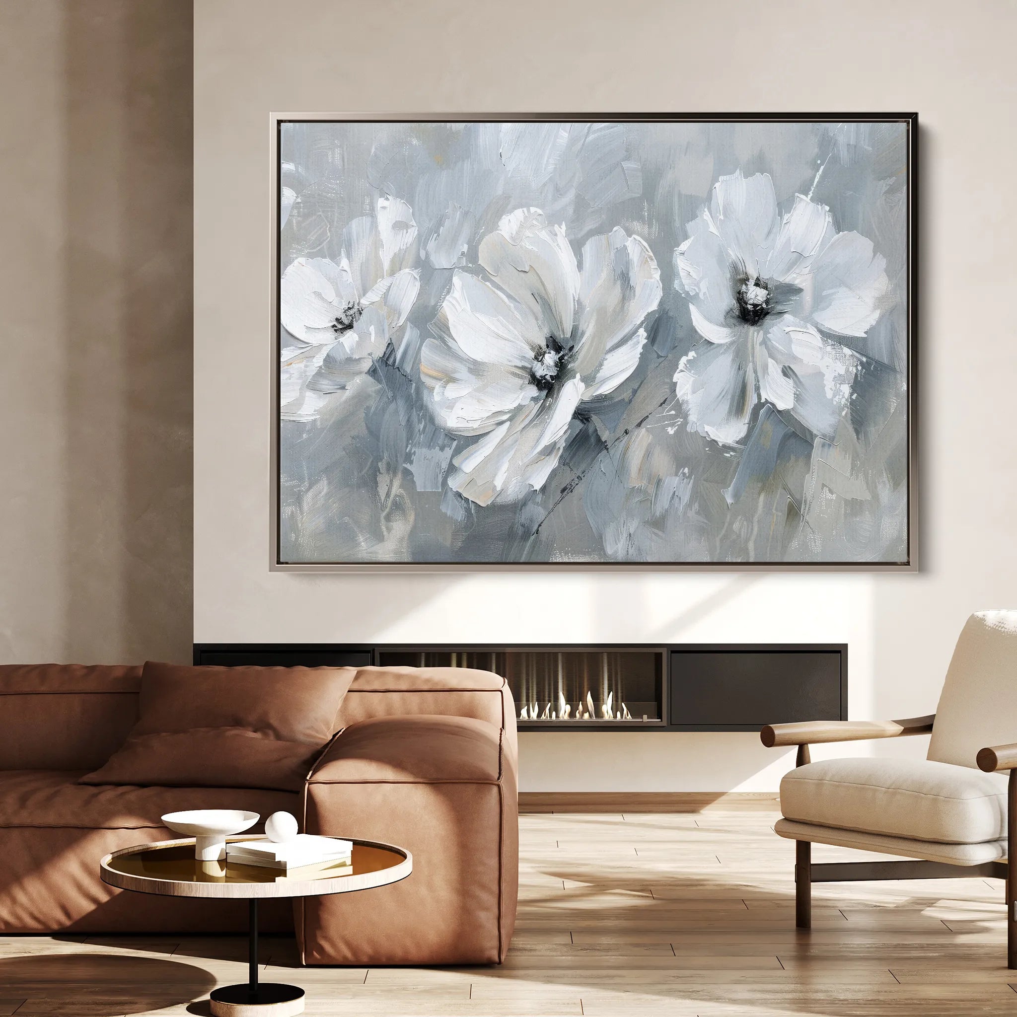 Floral 496 Canvas Art 18" x 24" / 45 x 60 cm / Black