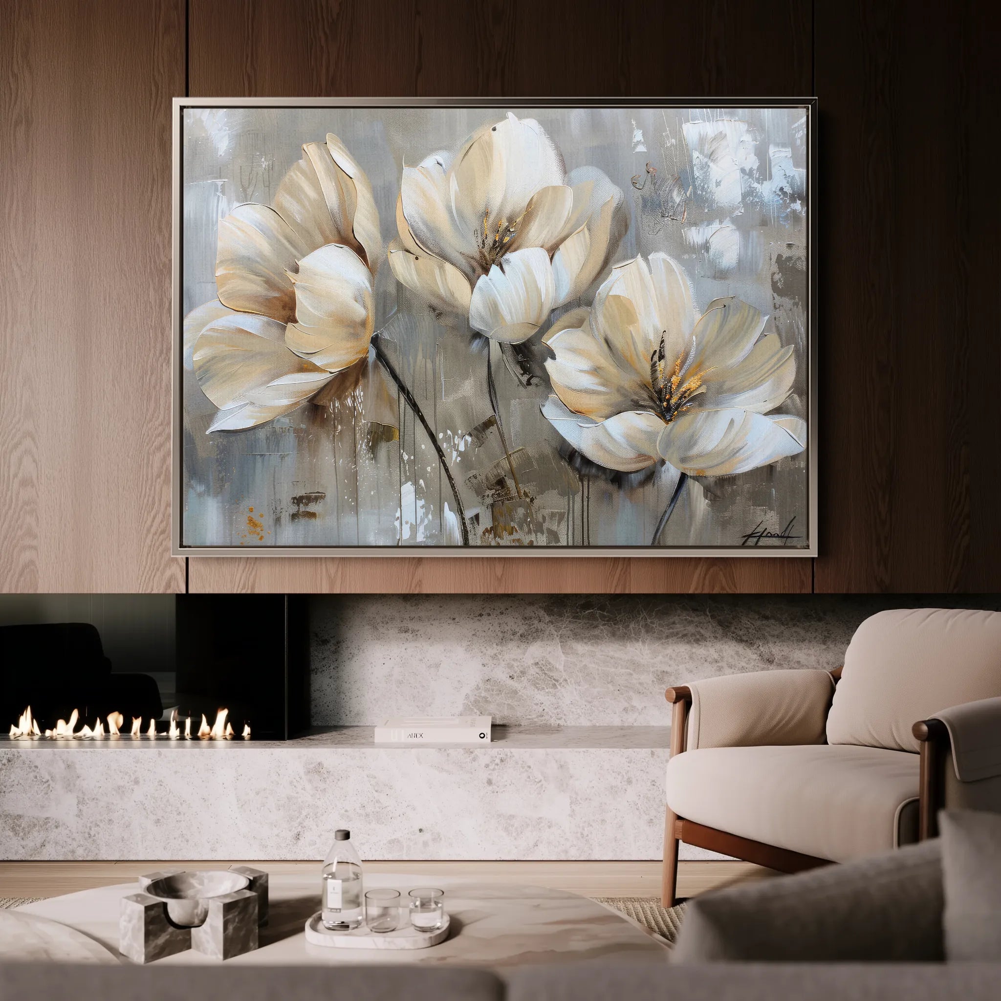 Floral 498 Canvas Art 18" x 24" / 45 x 60 cm / Black