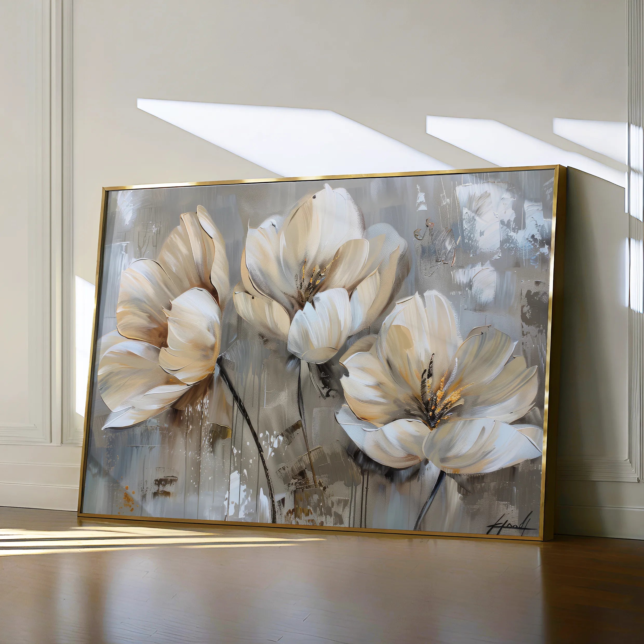 Floral 498 Canvas Art 18" x 24" / 45 x 60 cm / Black