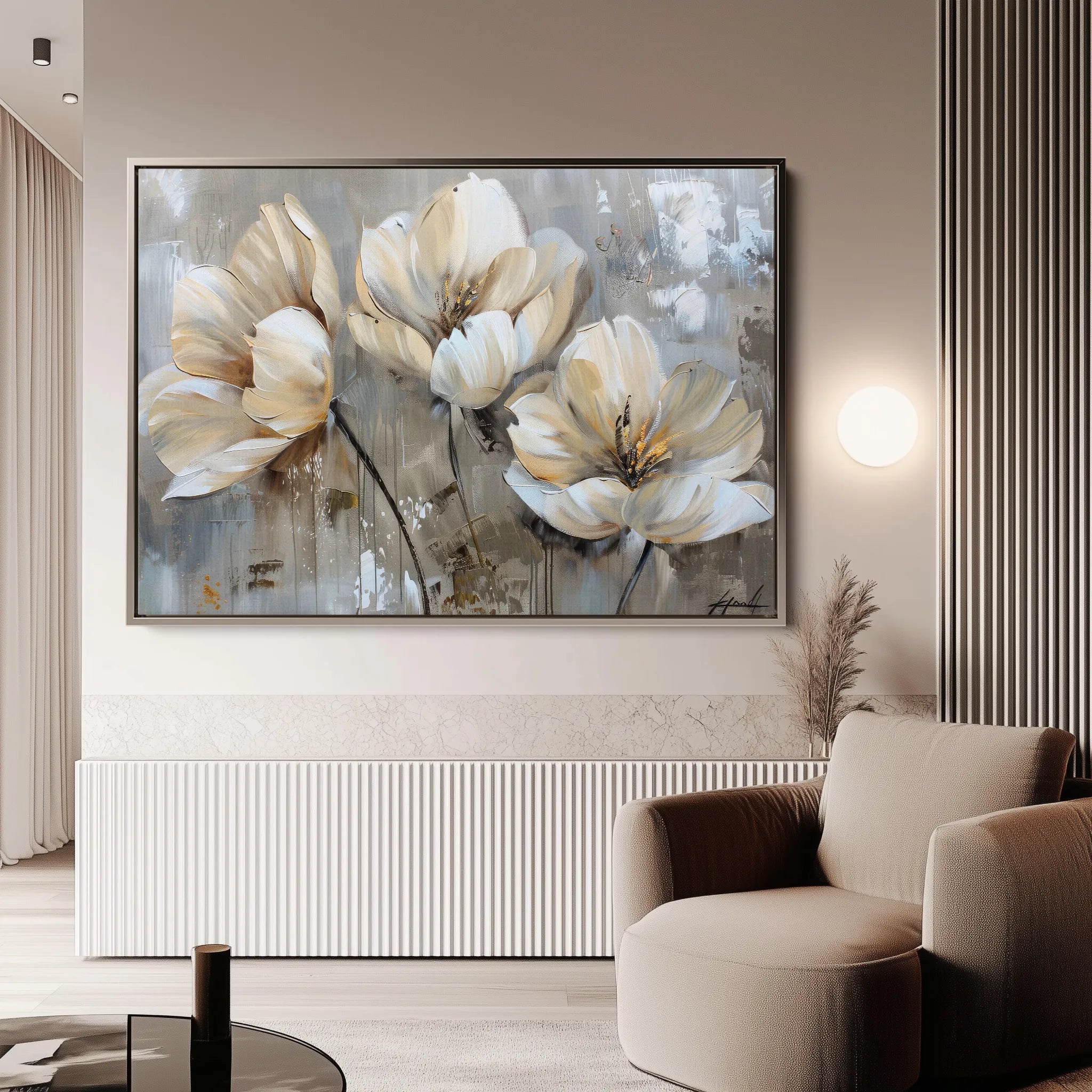 Floral 498 Canvas Art 18" x 24" / 45 x 60 cm / Black