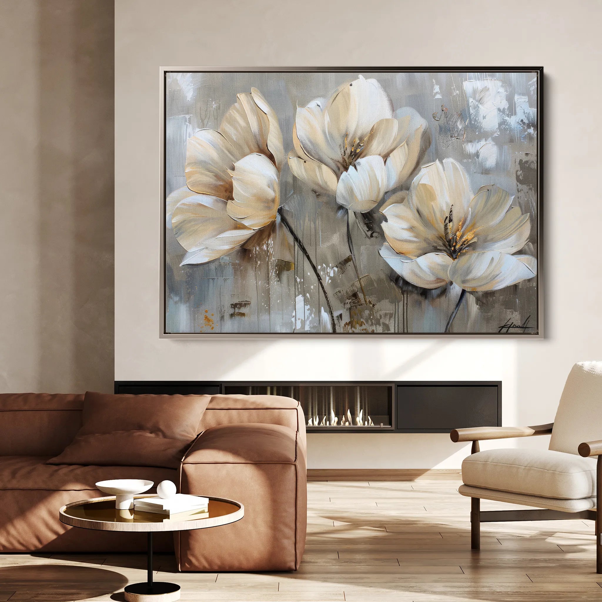 Floral 498 Canvas Art 18" x 24" / 45 x 60 cm / Black