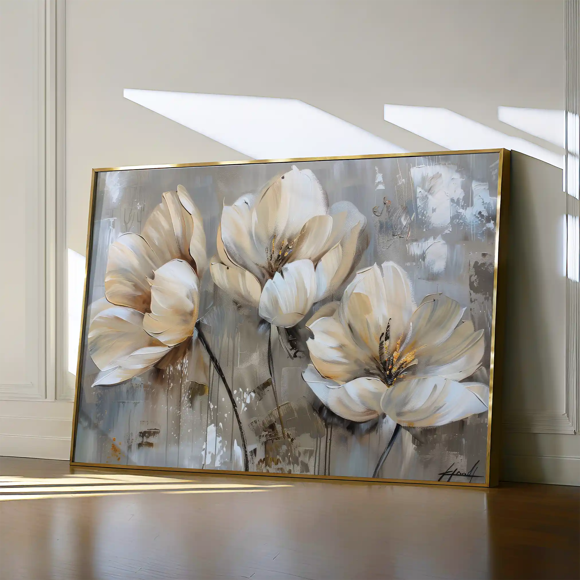Floral 498 Canvas Art 60 x 40 cm / Black