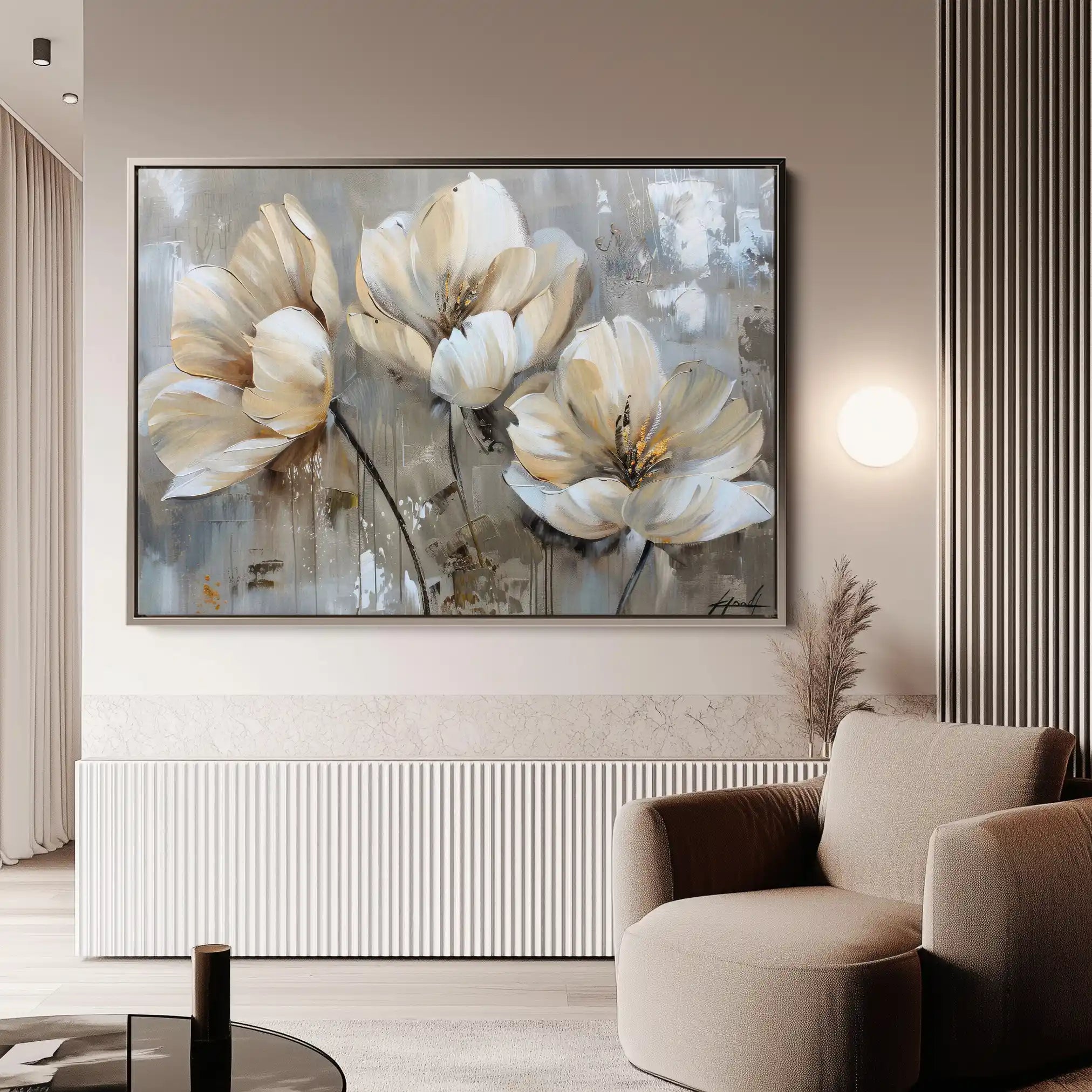 Floral 498 Canvas Art 60 x 40 cm / Black