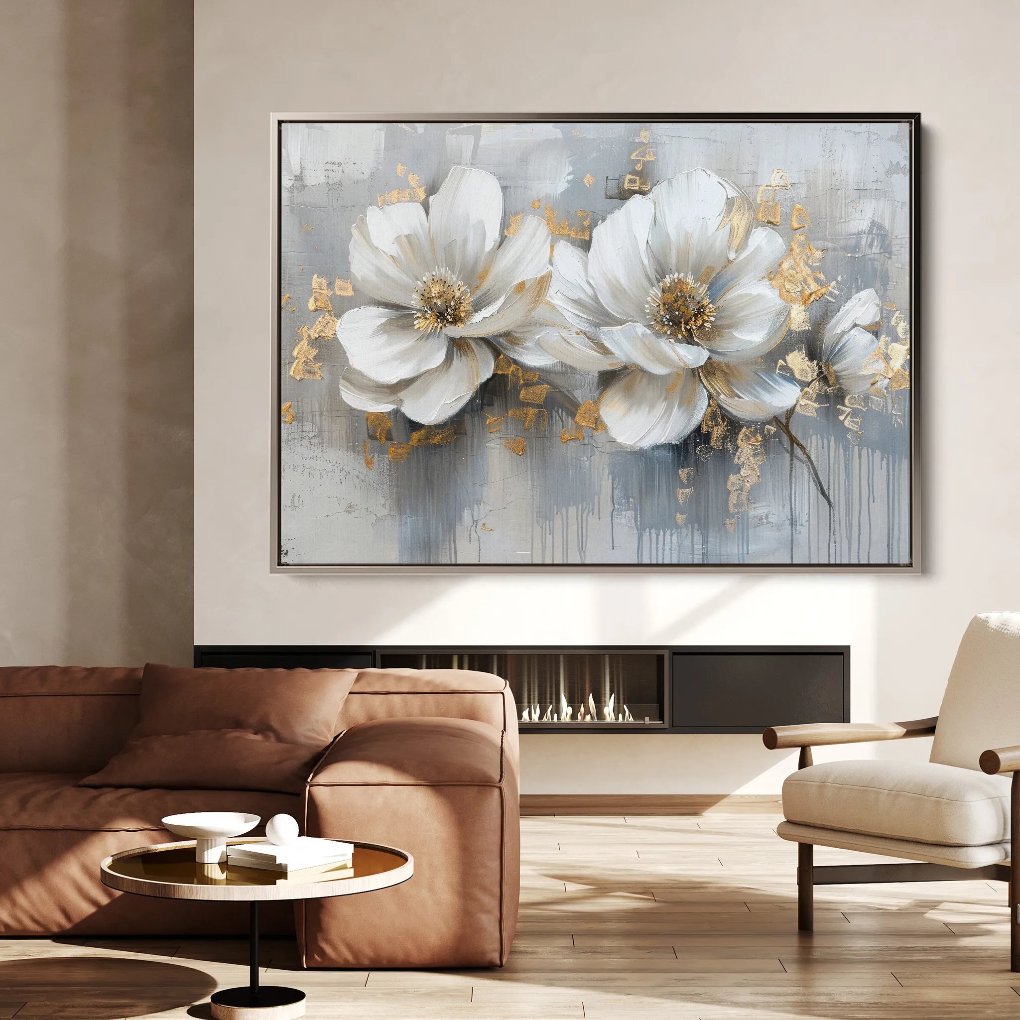 Floral 499 Canvas Art 18" x 24" / 45 x 60 cm / Black