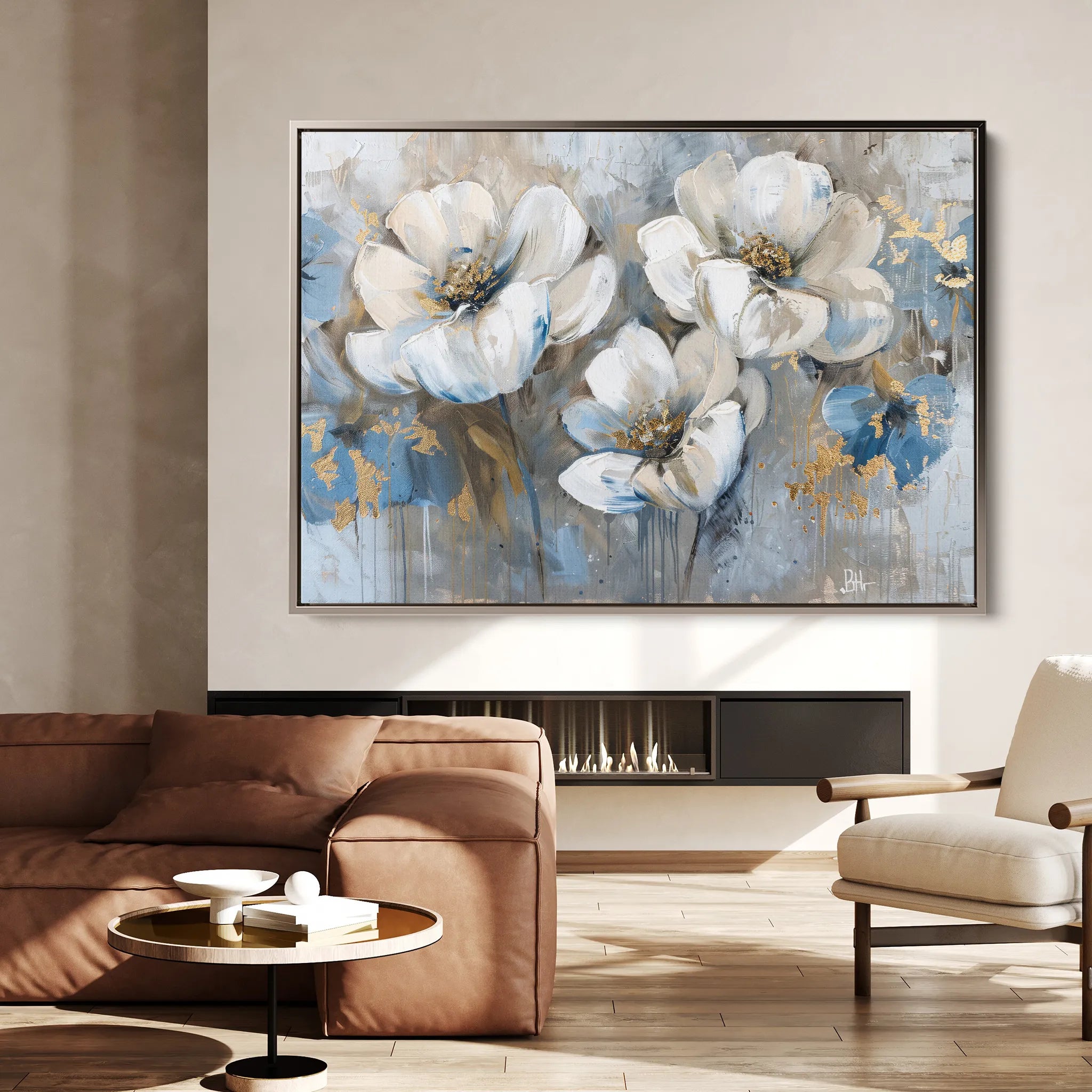 Floral 505 Canvas Art 18" x 24" / 45 x 60 cm / Black
