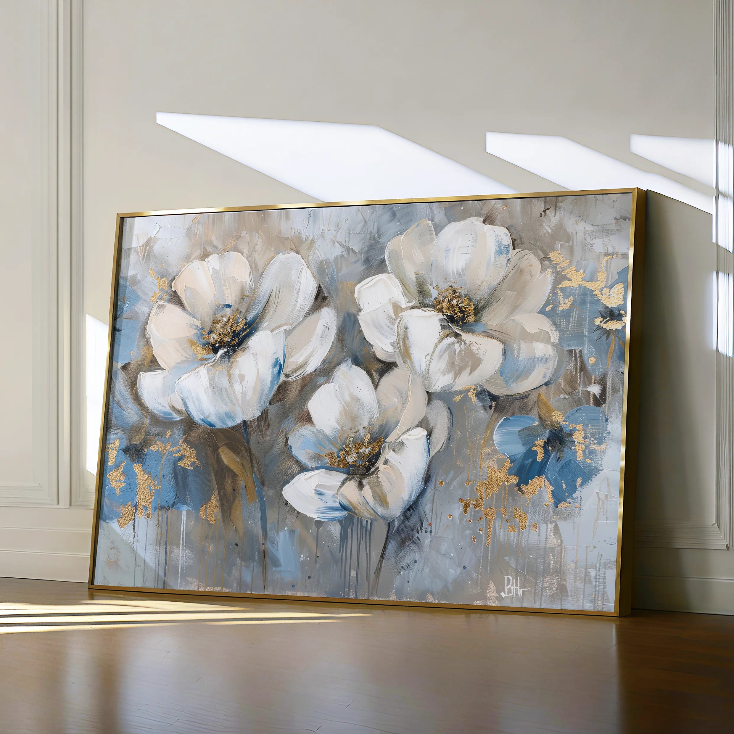 Floral 505 Canvas Art 18" x 24" / 45 x 60 cm / Black