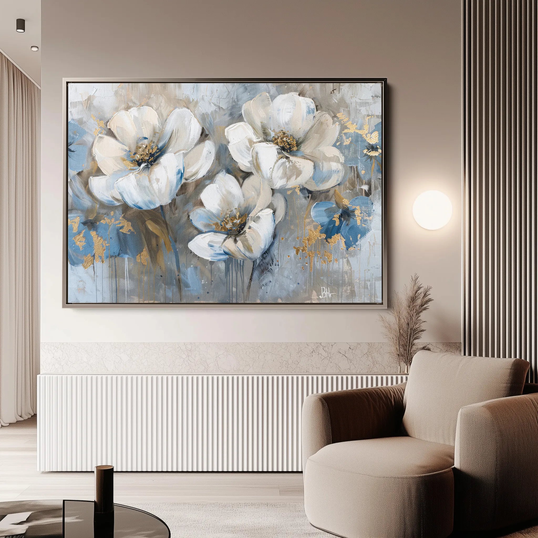 Floral 505 Canvas Art 18" x 24" / 45 x 60 cm / Black