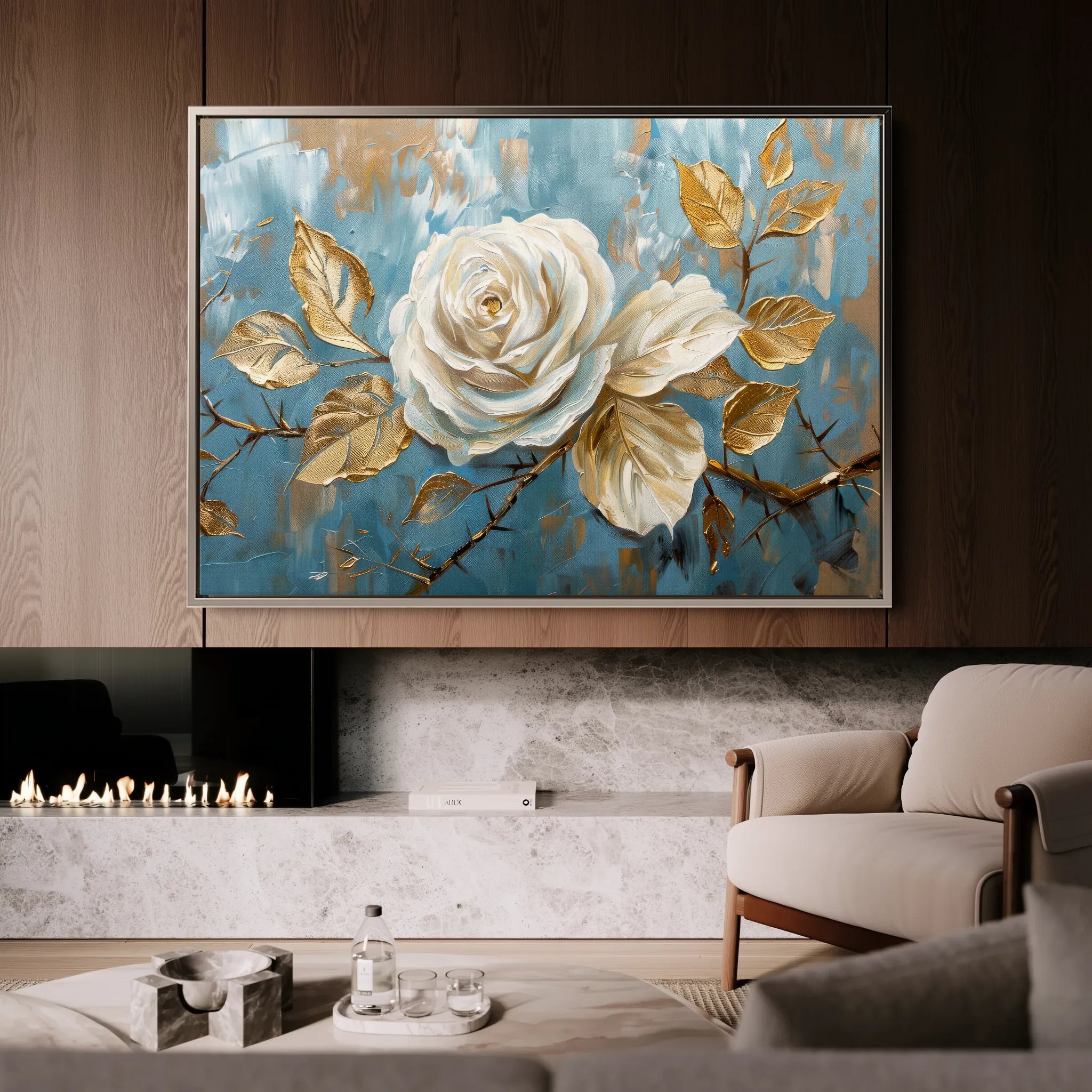 Floral 507 Canvas Art 18" x 24" / 45 x 60 cm / Black