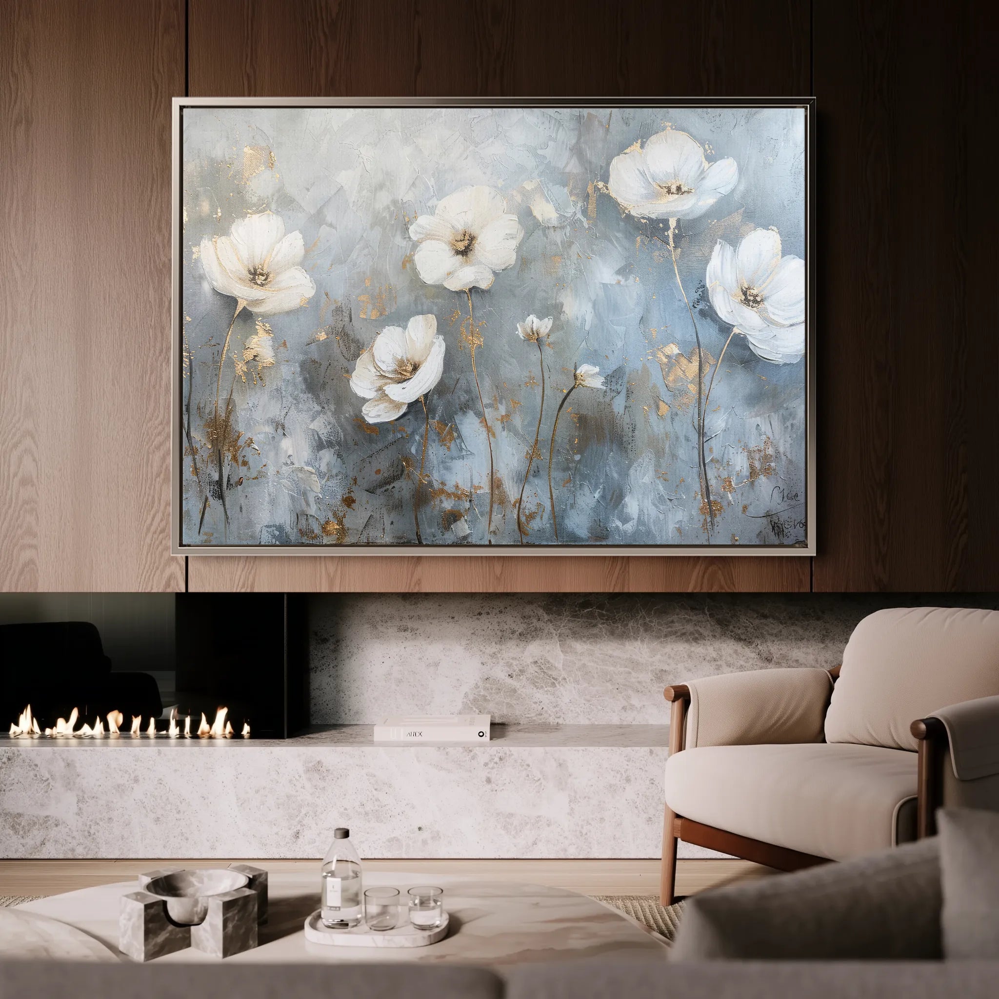 Floral 509 Canvas Art 18" x 24" / 45 x 60 cm / Black