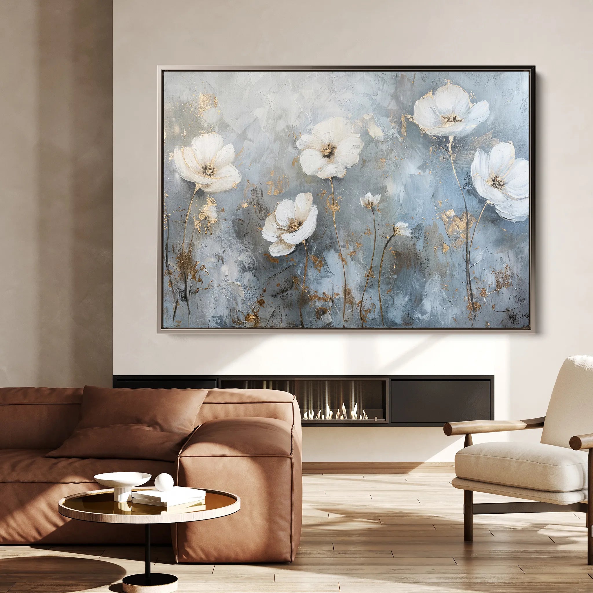 Floral 509 Canvas Art 18" x 24" / 45 x 60 cm / Black