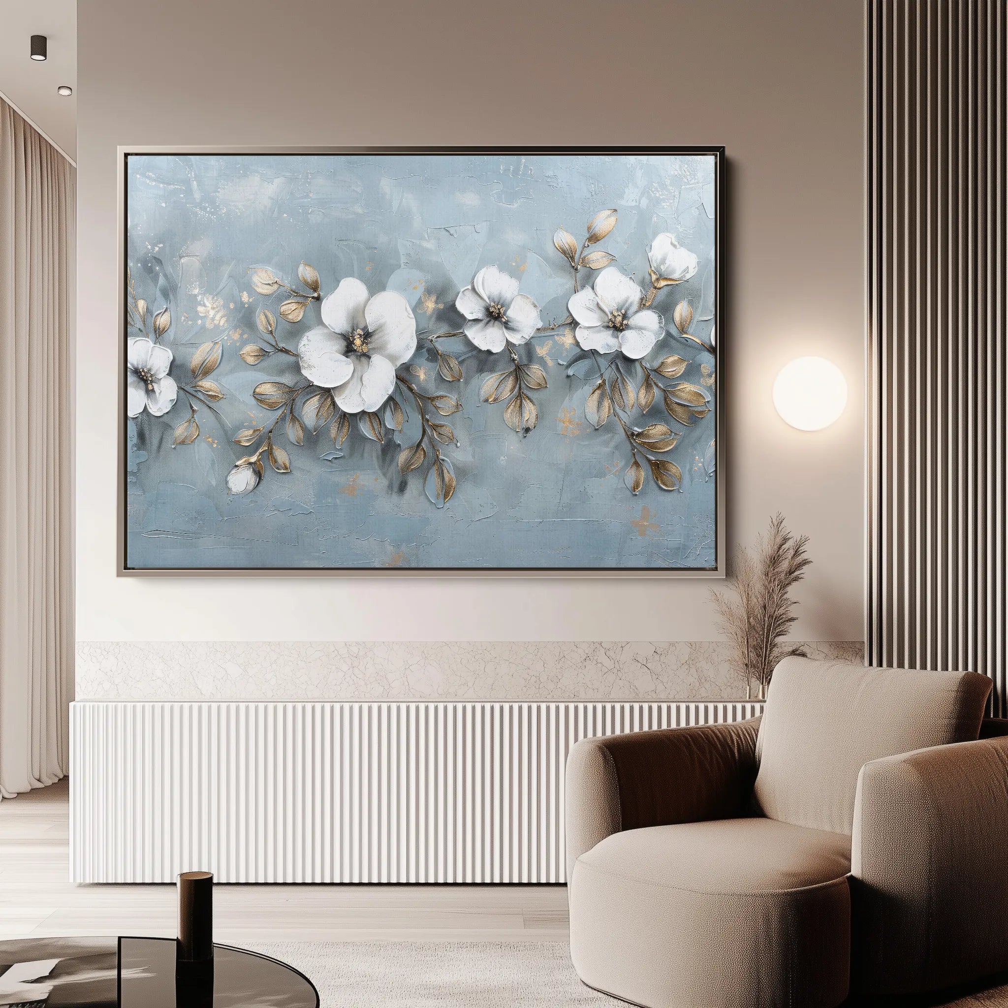Floral 510 Canvas Art 18" x 24" / 45 x 60 cm / Black
