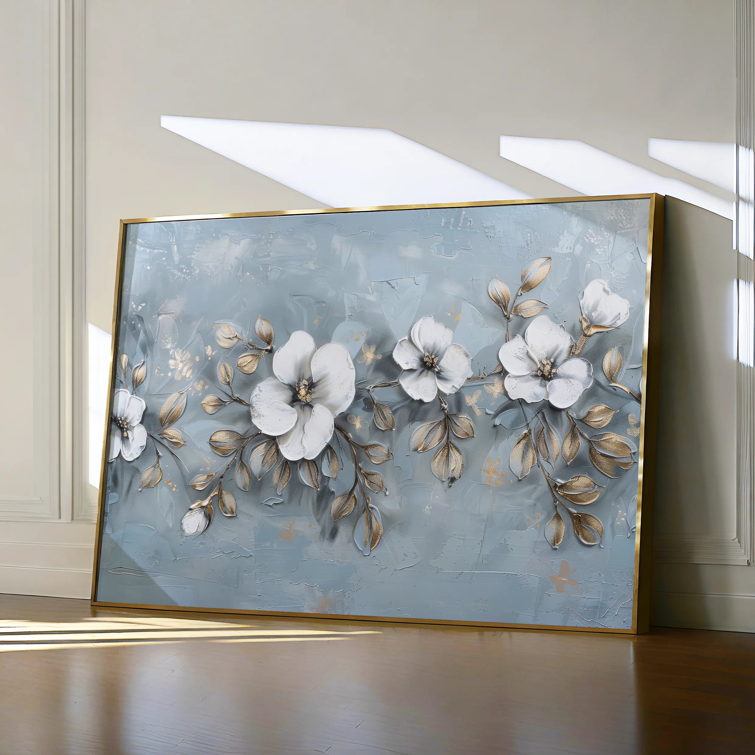 Floral 510 Canvas Art 18" x 24" / 45 x 60 cm / Black