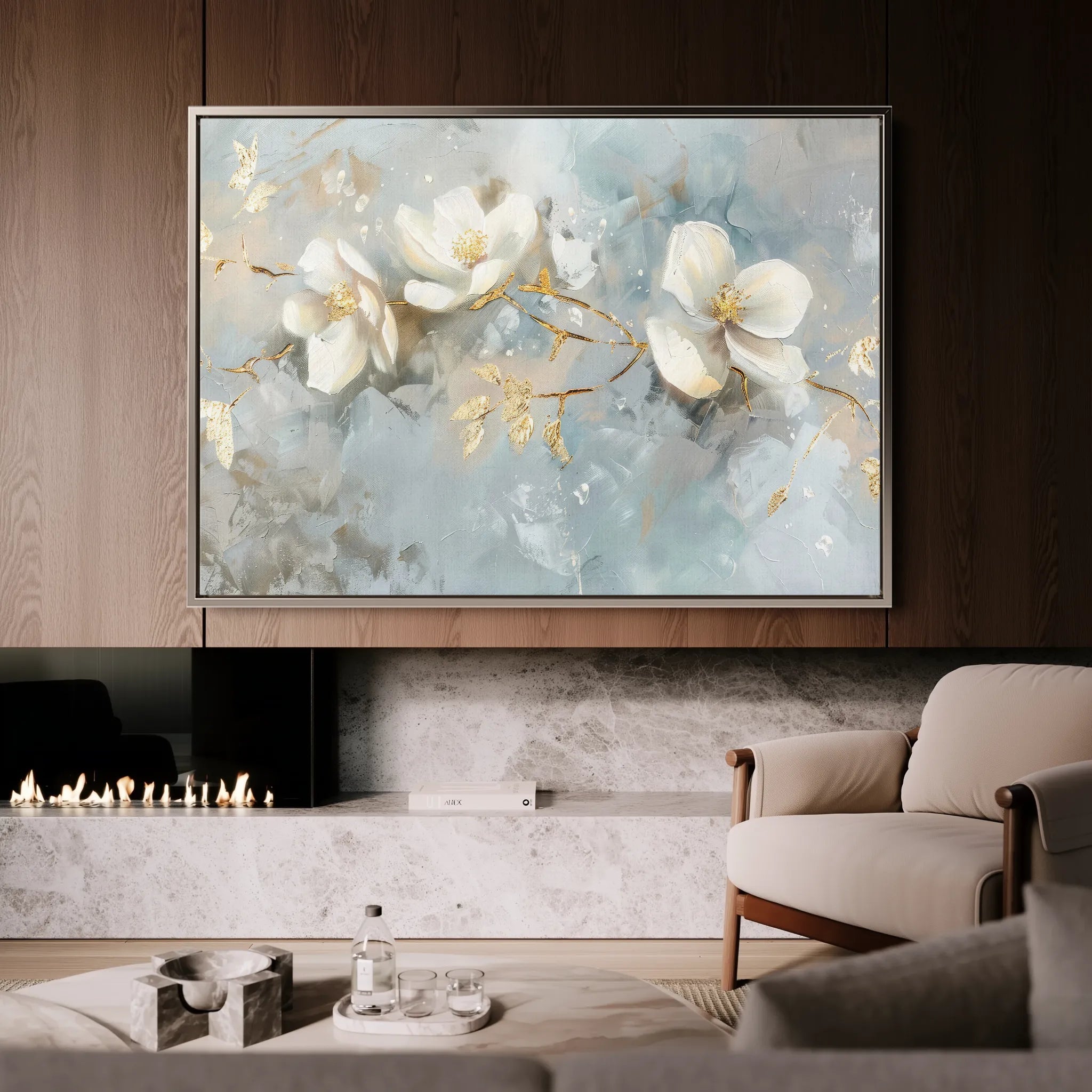 Floral 512 Canvas Art 18" x 24" / 45 x 60 cm / Black