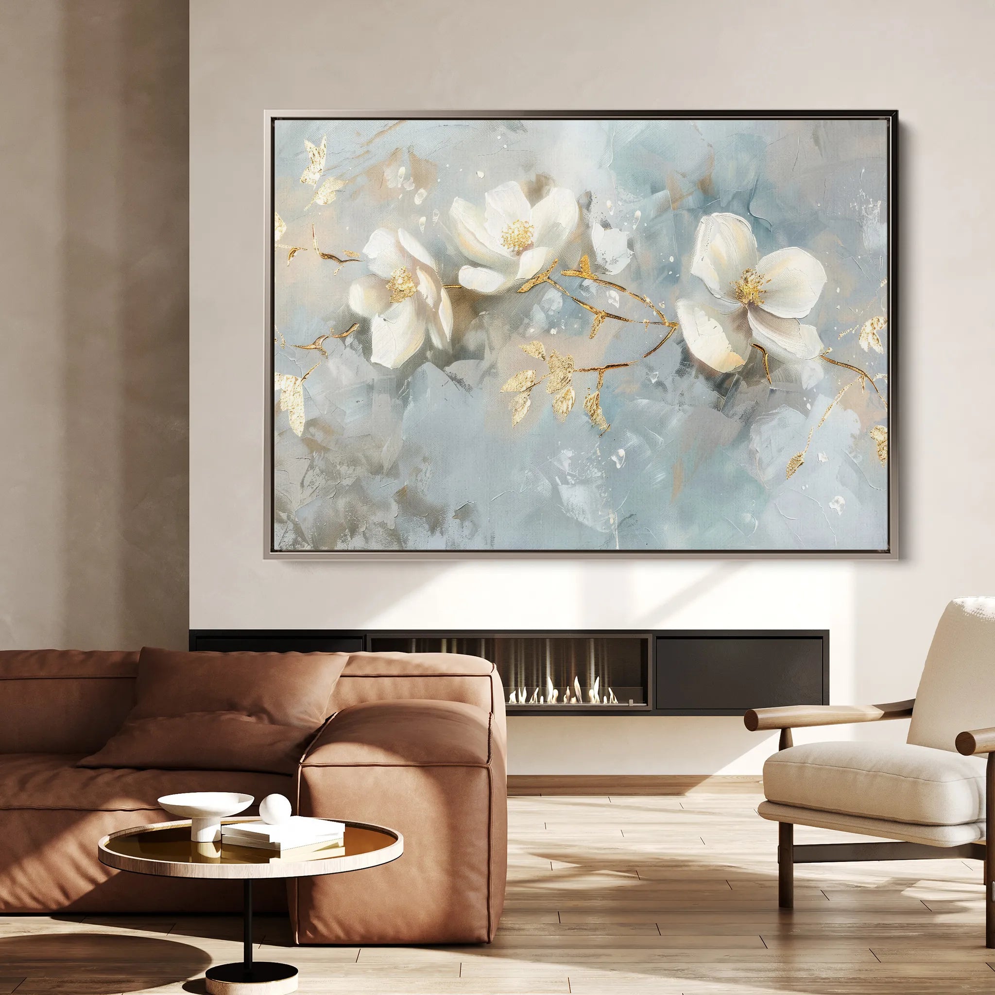 Floral 512 Canvas Art 18" x 24" / 45 x 60 cm / Black