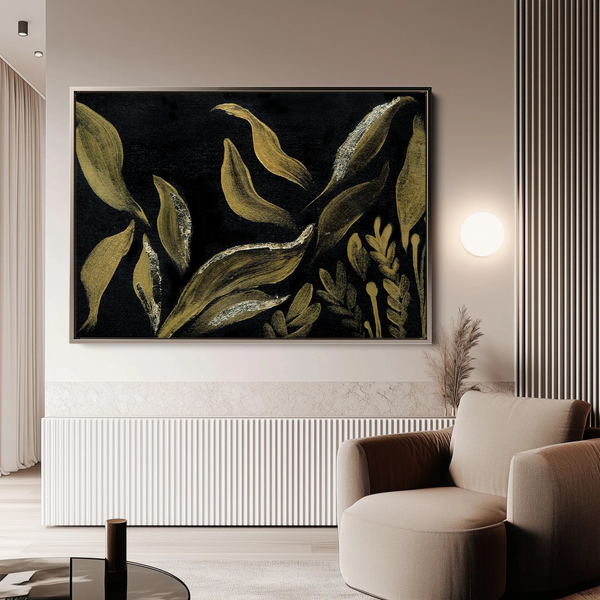 Floral 516 Canvas Art 18" x 24" / 45 x 60 cm / Black