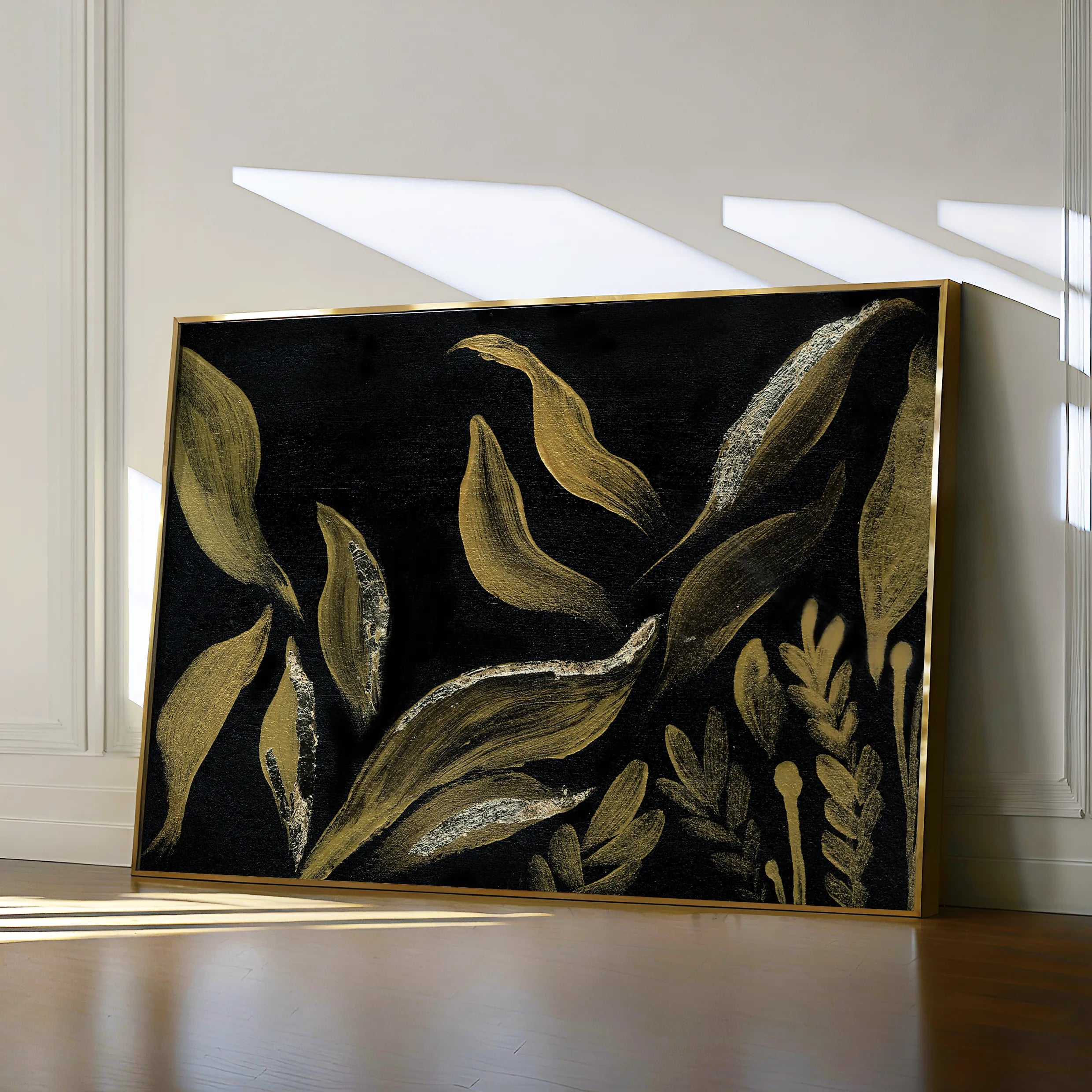 Floral 516 Canvas Art 18" x 24" / 45 x 60 cm / Black