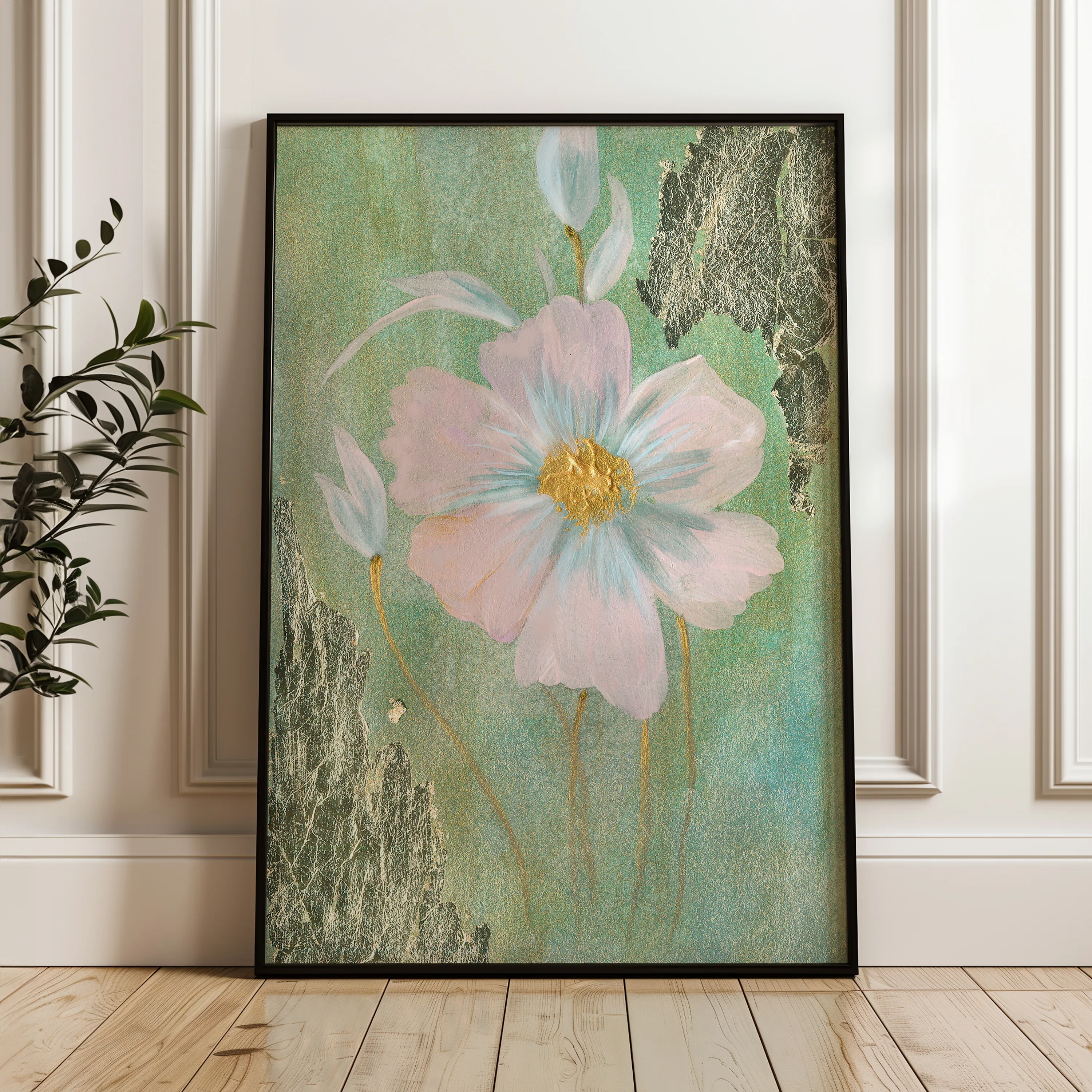 Floral 517 Canvas Art 18" x 24" / 45 x 60 cm / Black