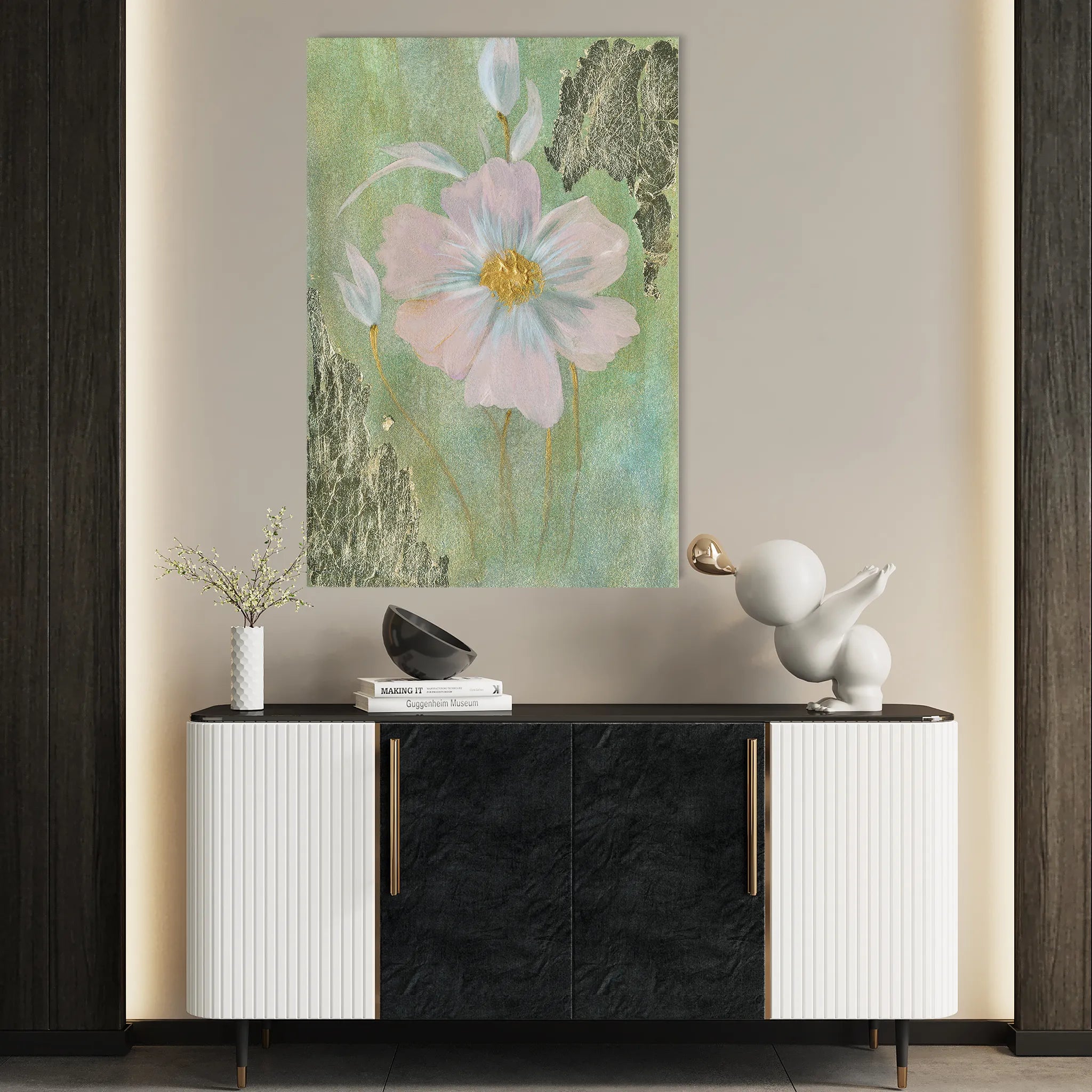 Floral 517 Canvas Art 18" x 24" / 45 x 60 cm / Black