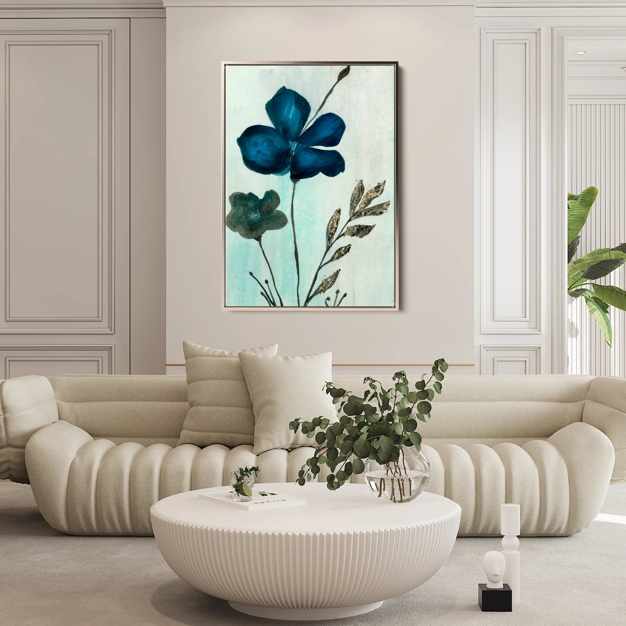 Floral 518 Canvas Art 18" x 24" / 45 x 60 cm / Black