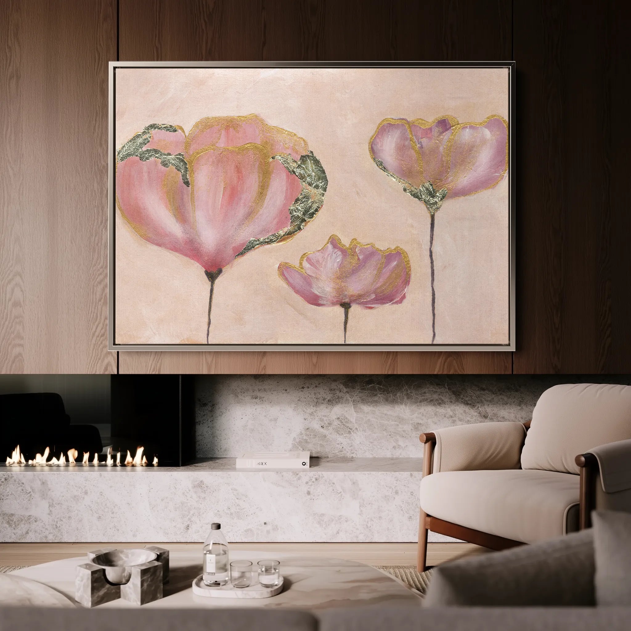 Floral 519 Canvas Art 18" x 24" / 45 x 60 cm / Black