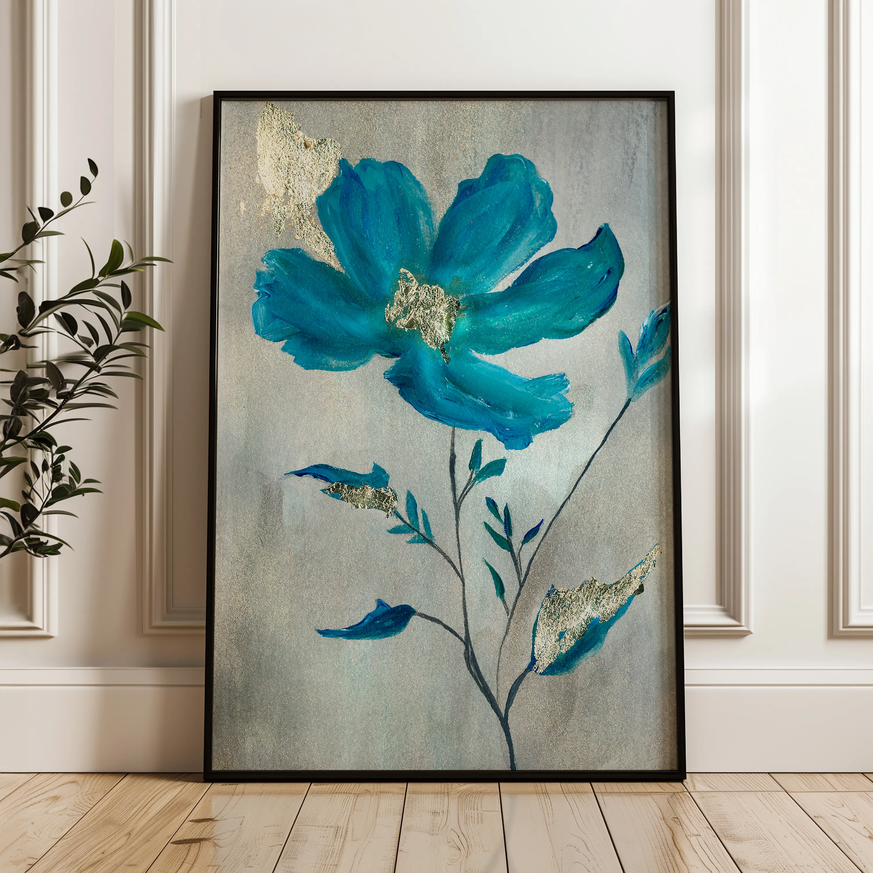 Floral 521 Canvas Art 18" x 24" / 45 x 60 cm / Black