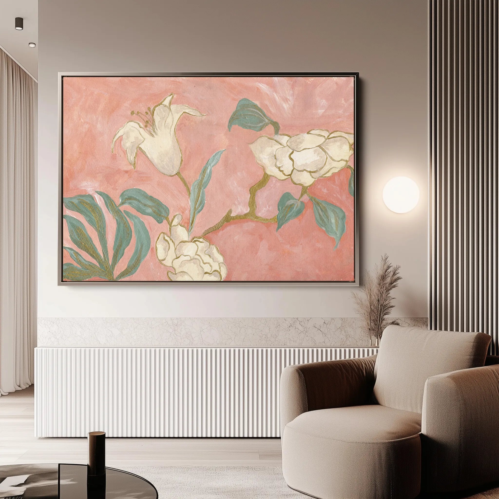 Floral 524 Canvas Art 18" x 24" / 45 x 60 cm / Black