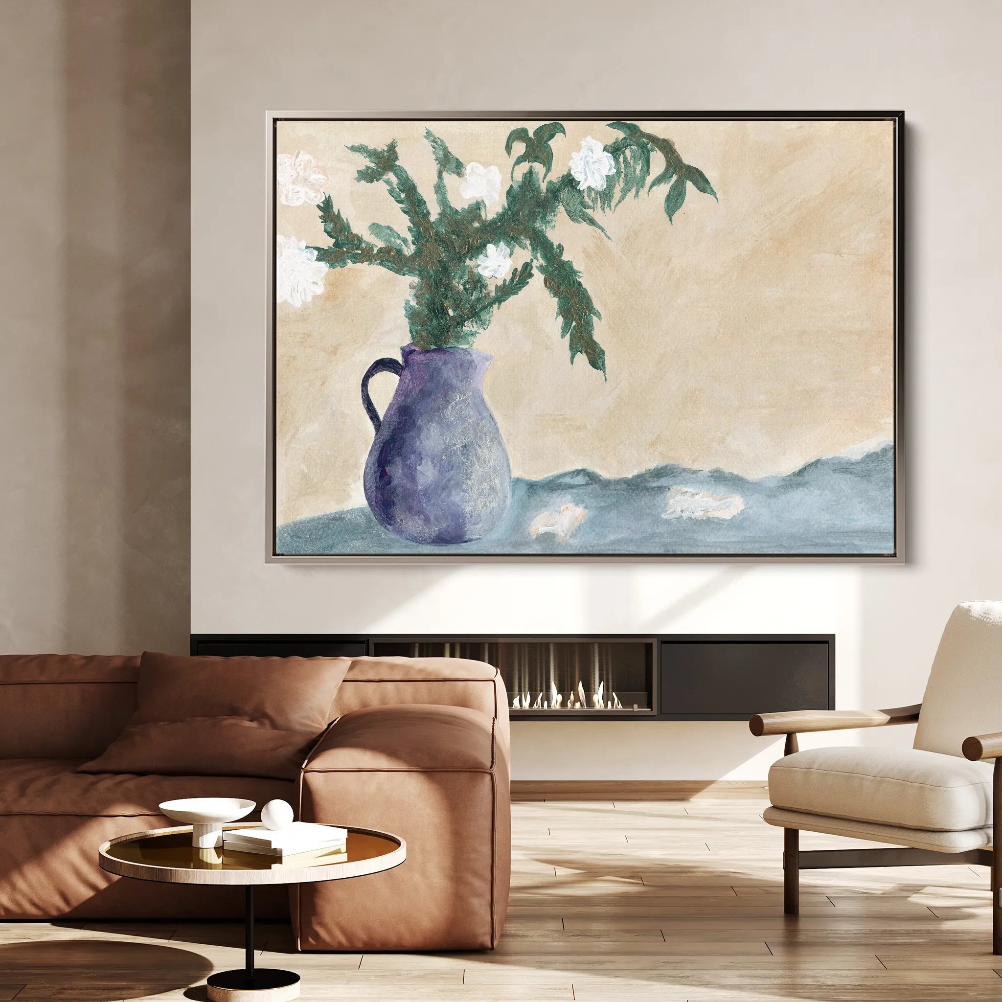 Floral 525 Canvas Art 18" x 24" / 45 x 60 cm / Black