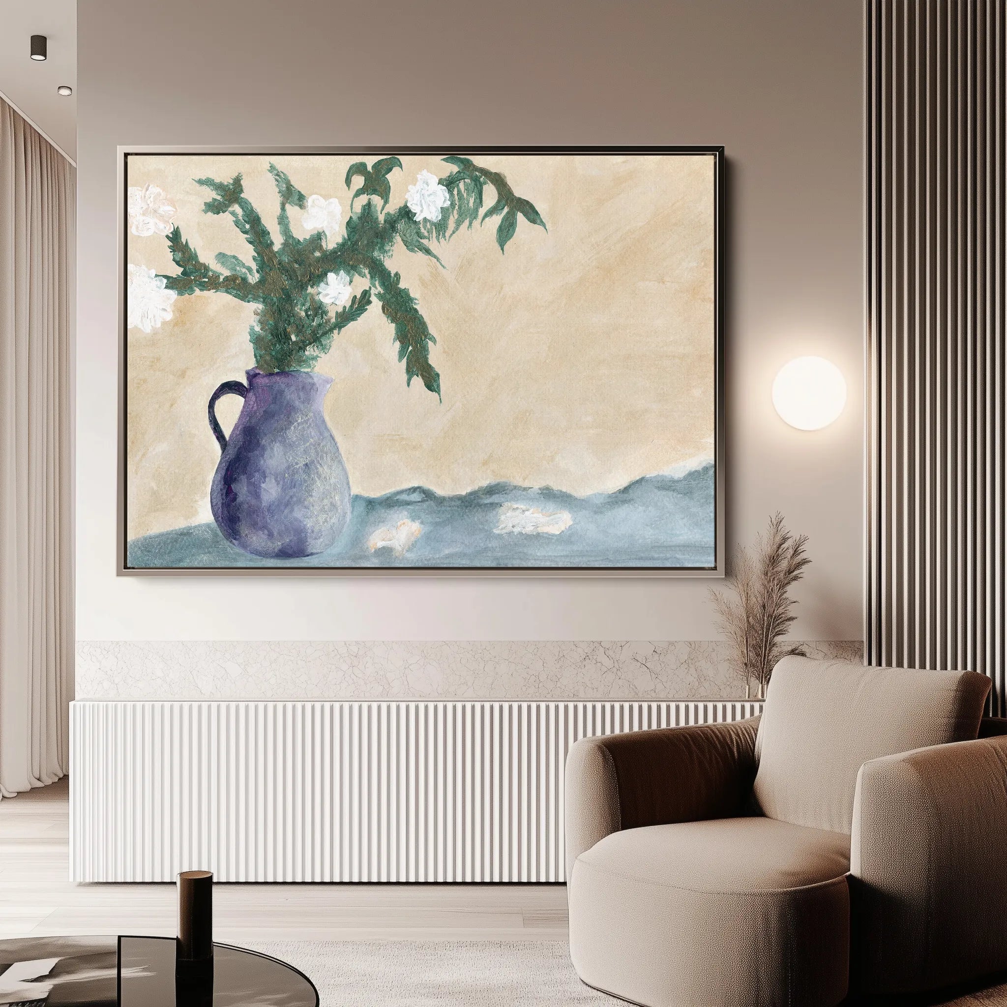 Floral 525 Canvas Art 18" x 24" / 45 x 60 cm / Black