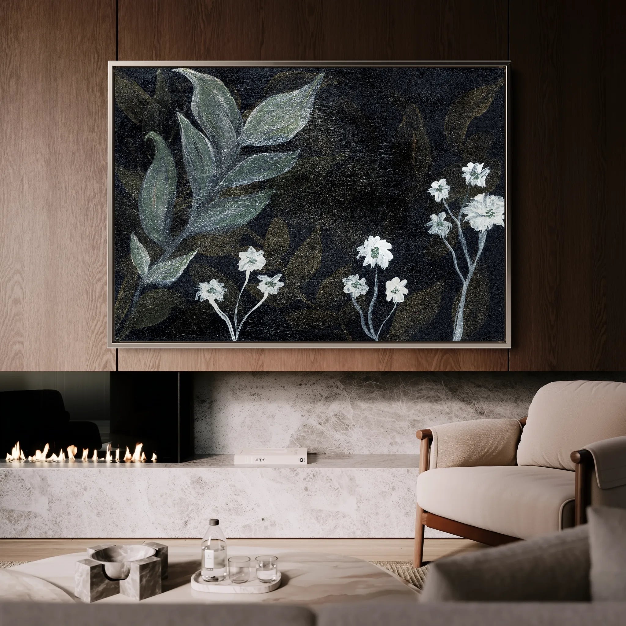 Floral 529 Canvas Art 18" x 24" / 45 x 60 cm / Black