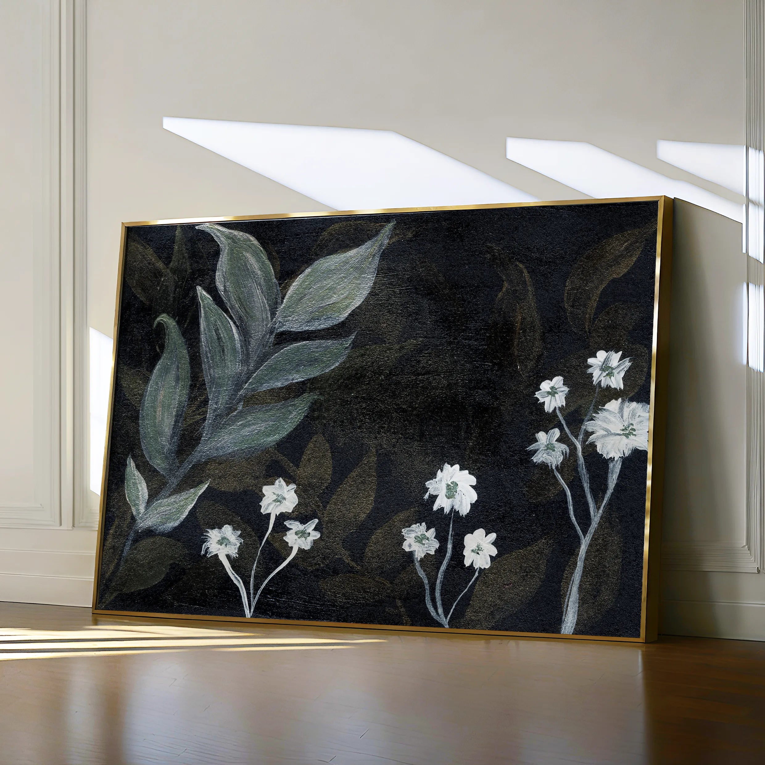 Floral 529 Canvas Art 18" x 24" / 45 x 60 cm / Black