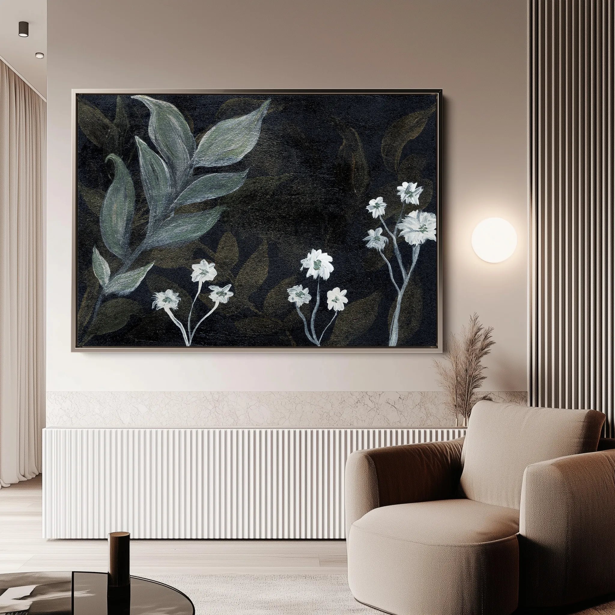 Floral 529 Canvas Art 18" x 24" / 45 x 60 cm / Black
