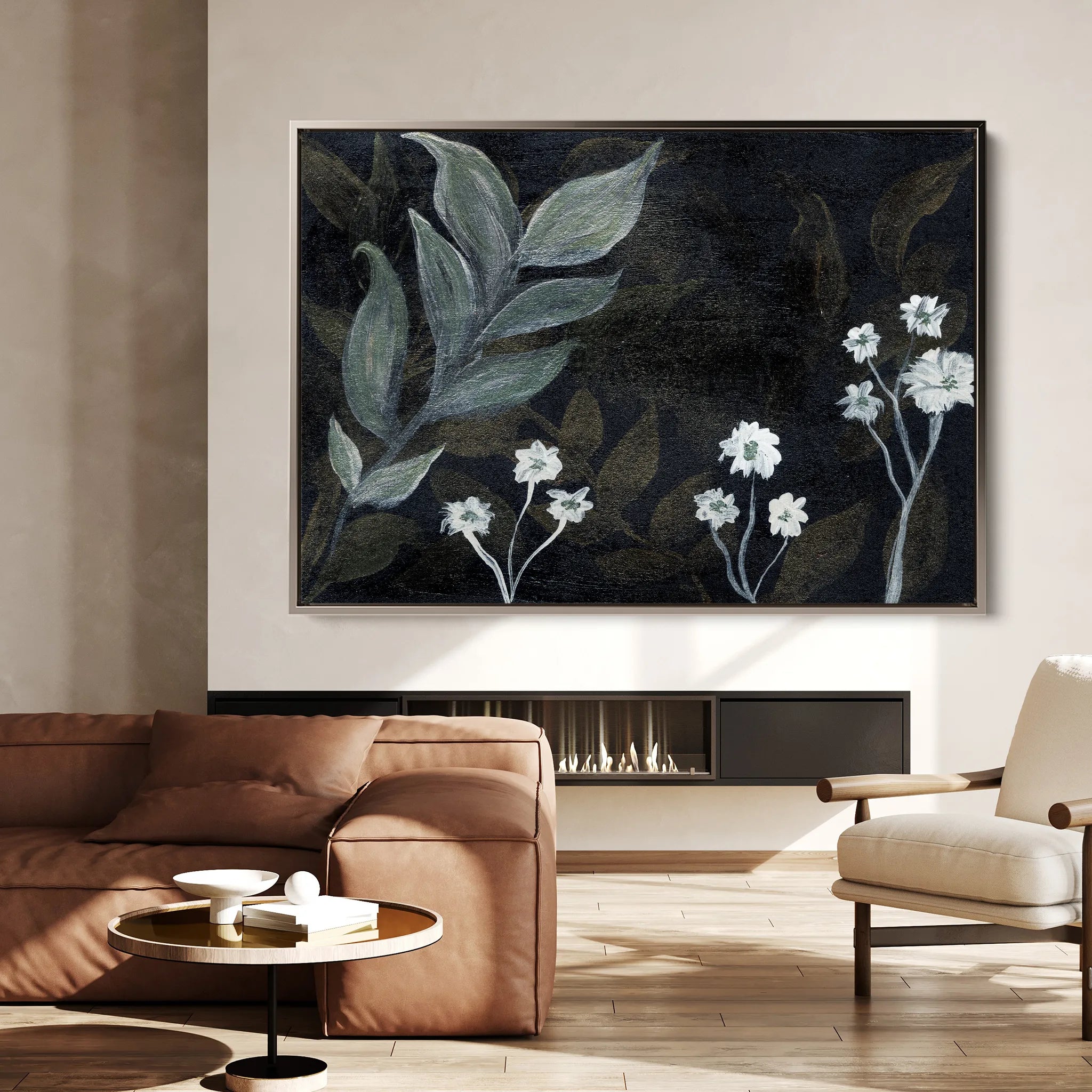 Floral 529 Canvas Art 18" x 24" / 45 x 60 cm / Black