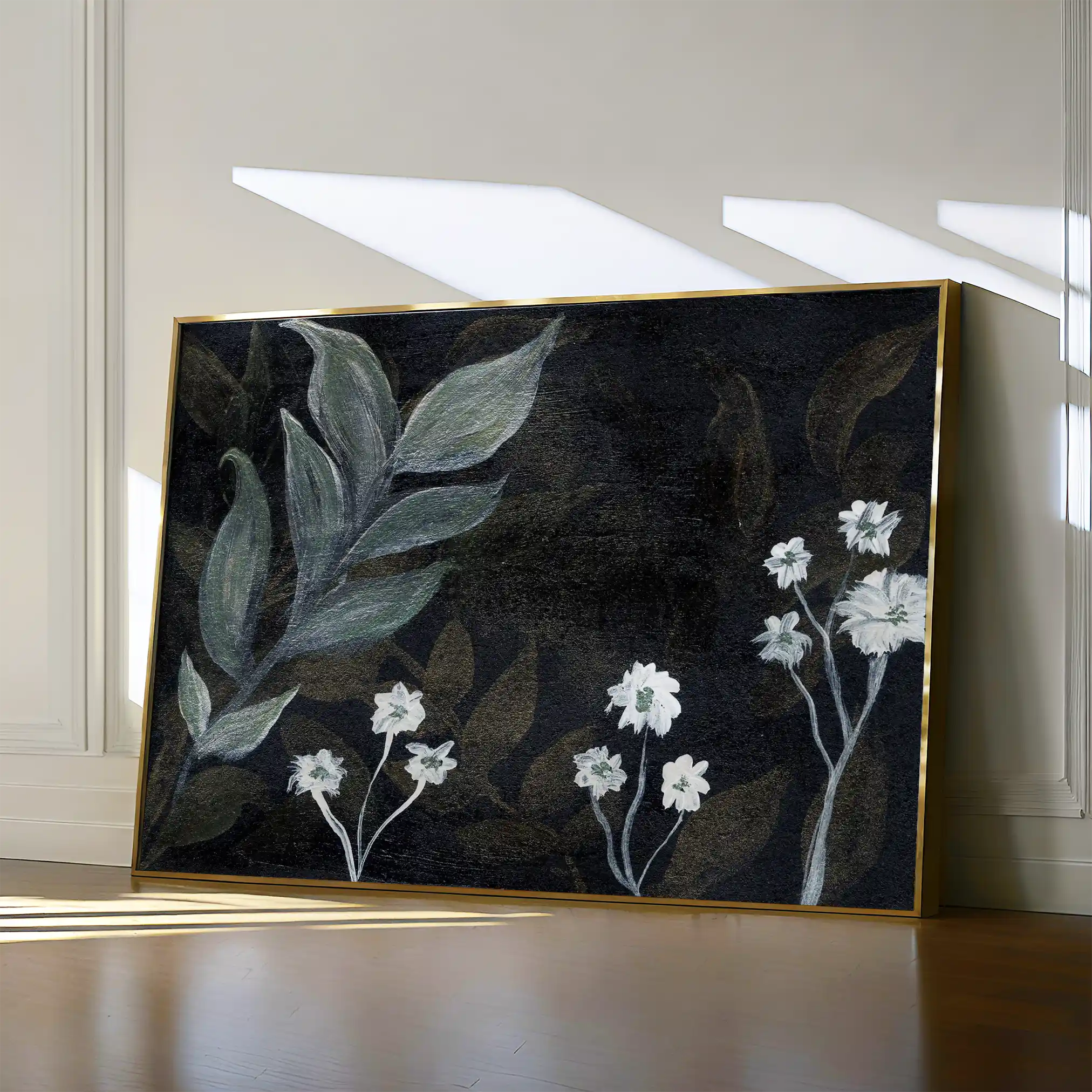Floral 529 Canvas Art 60 x 40 cm / Black
